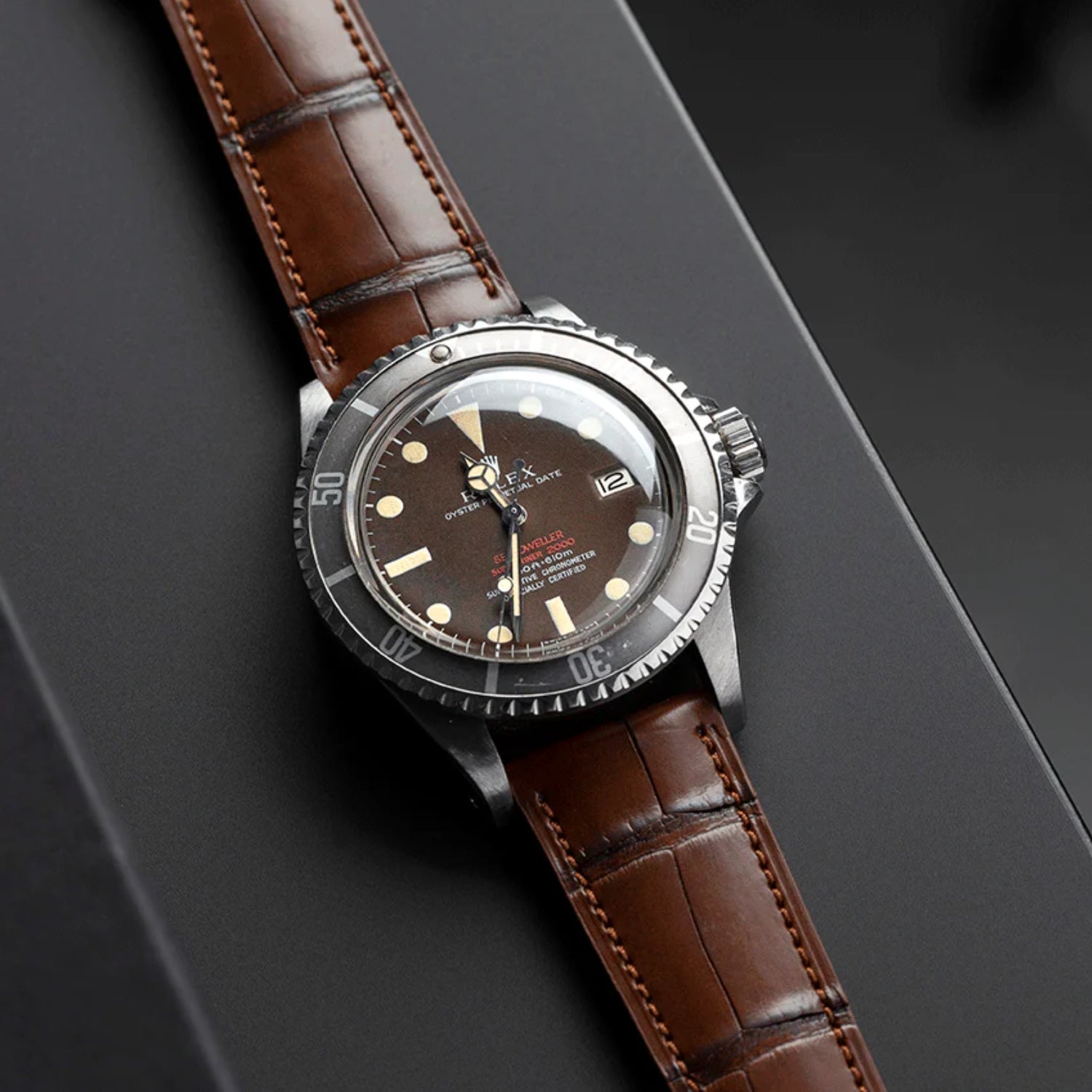 Alligator Leder Armband - Braun - Alligator Muster - Helvetus DE