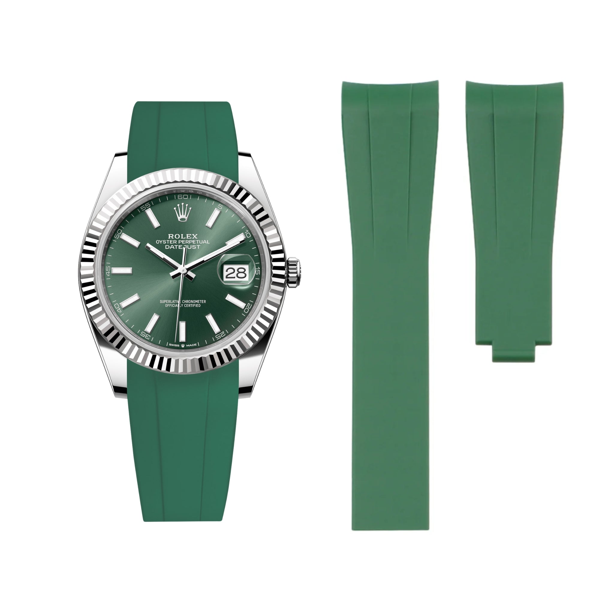 Faltschließe Kautschukarmband für Rolex Datejust 41mm – Grün - Helvetus DE