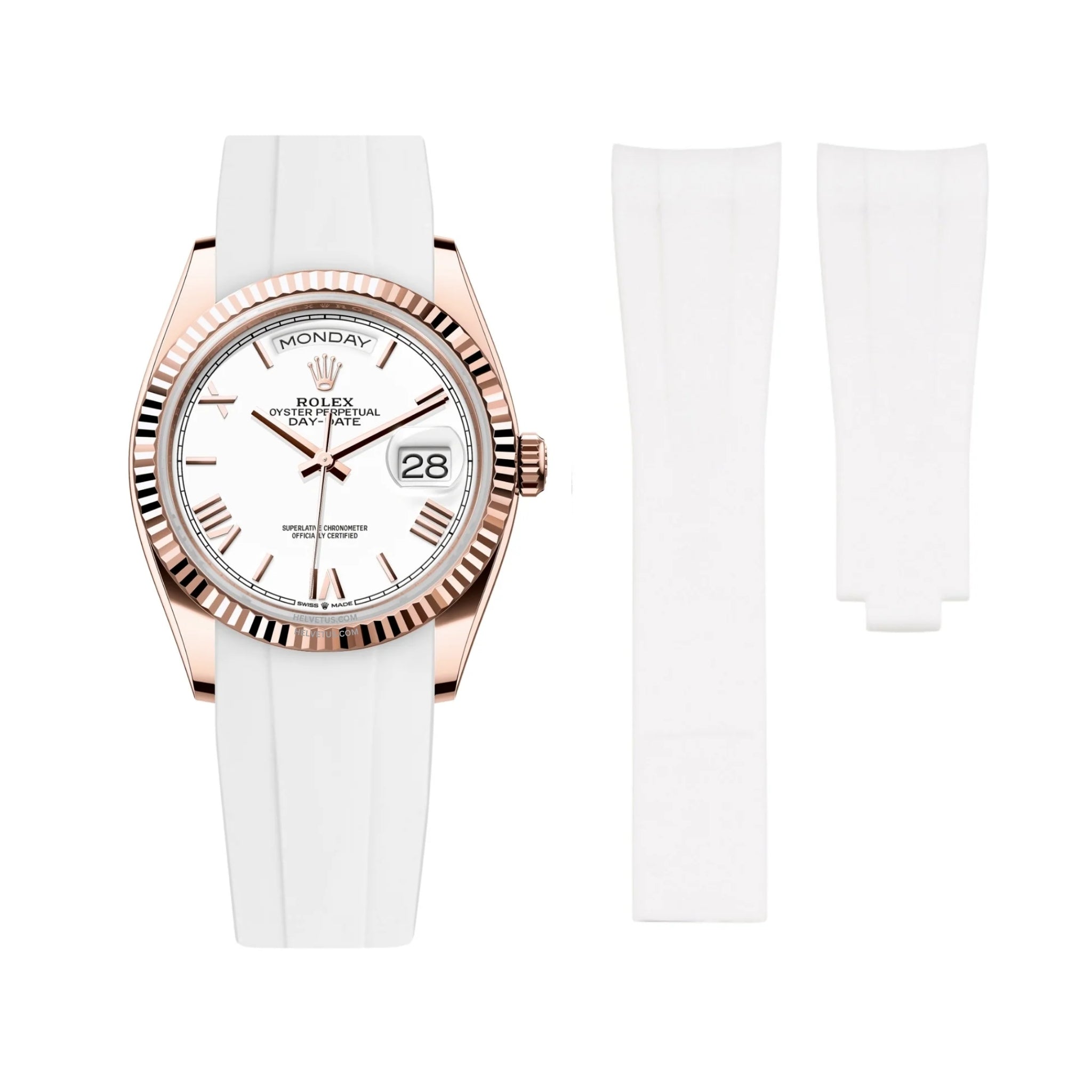 Faltschließe Kautschukarmband für Rolex Day - Date 36mm – Weiss - Helvetus DE