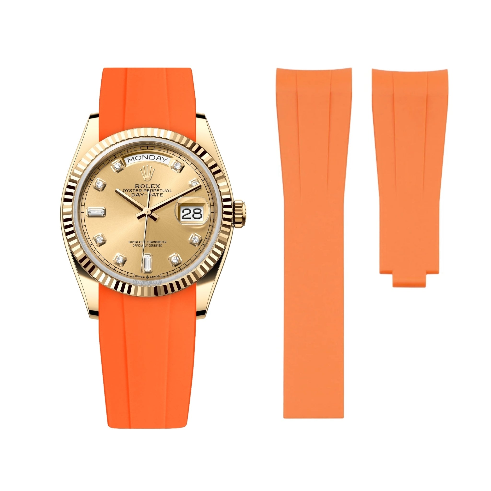 Faltschliesse Kautschukarmband für Rolex Day - Date 40mm – Orange - Helvetus DE