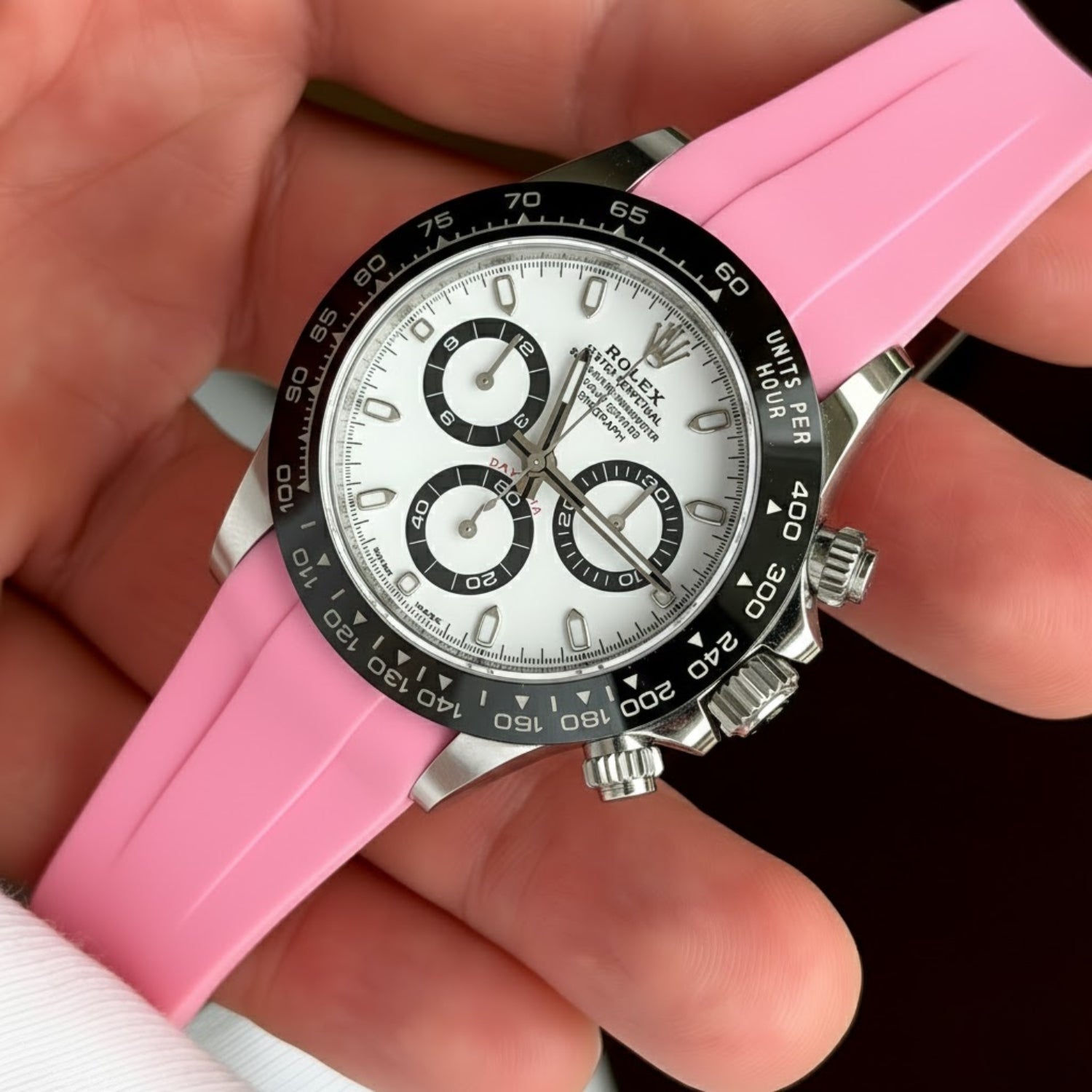 Faltschliesse Kautschukarmband für Rolex Daytona – Pink - Helvetus DE
