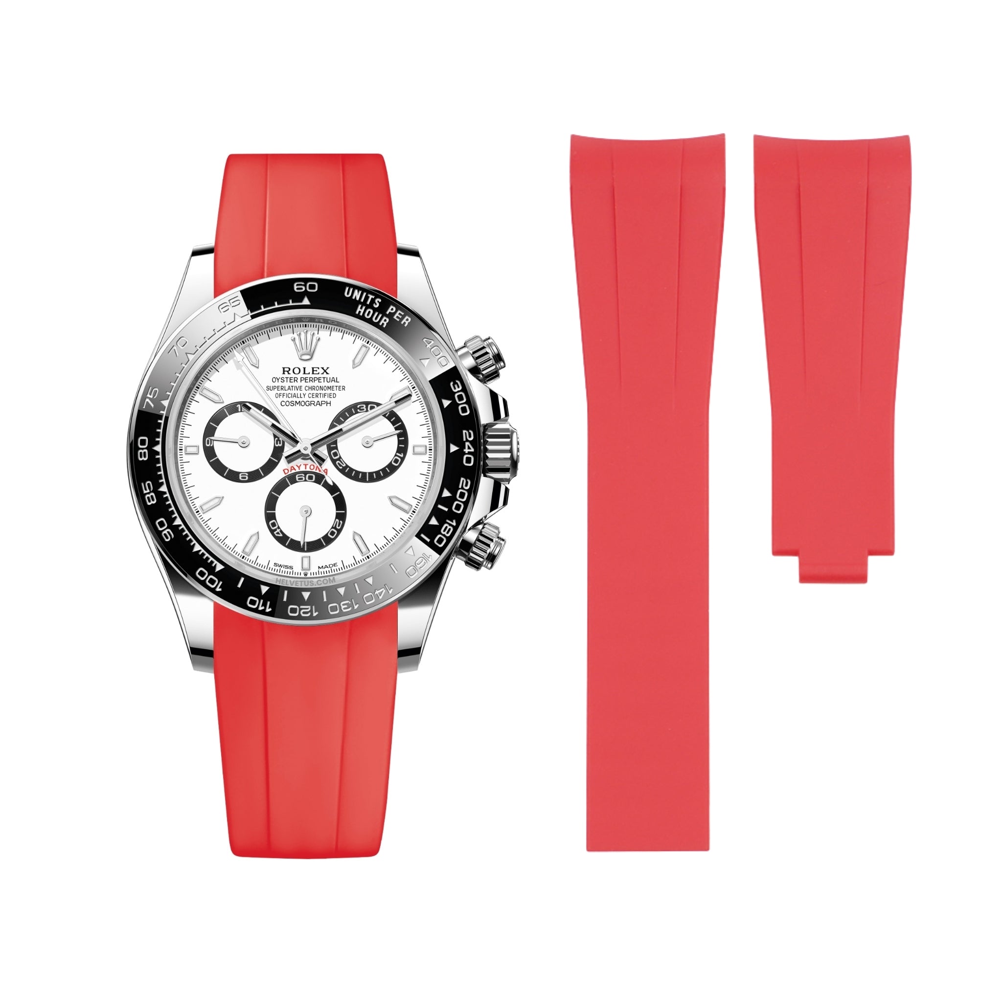Faltschliesse Kautschukarmband für Rolex Daytona – Rot - Helvetus DE
