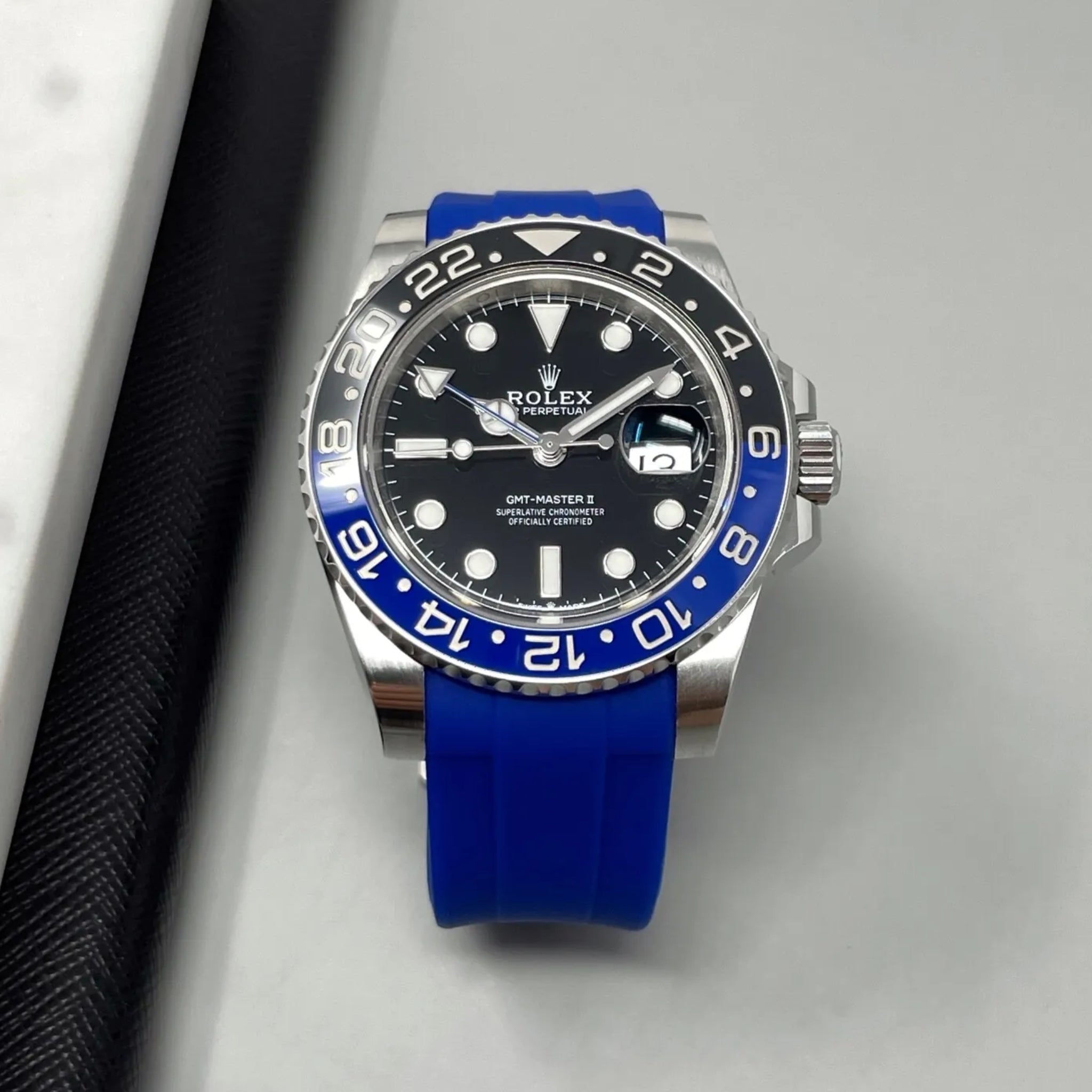 Faltschließe Kautschukarmband für Rolex GMT - Master II – Blau - Helvetus DE