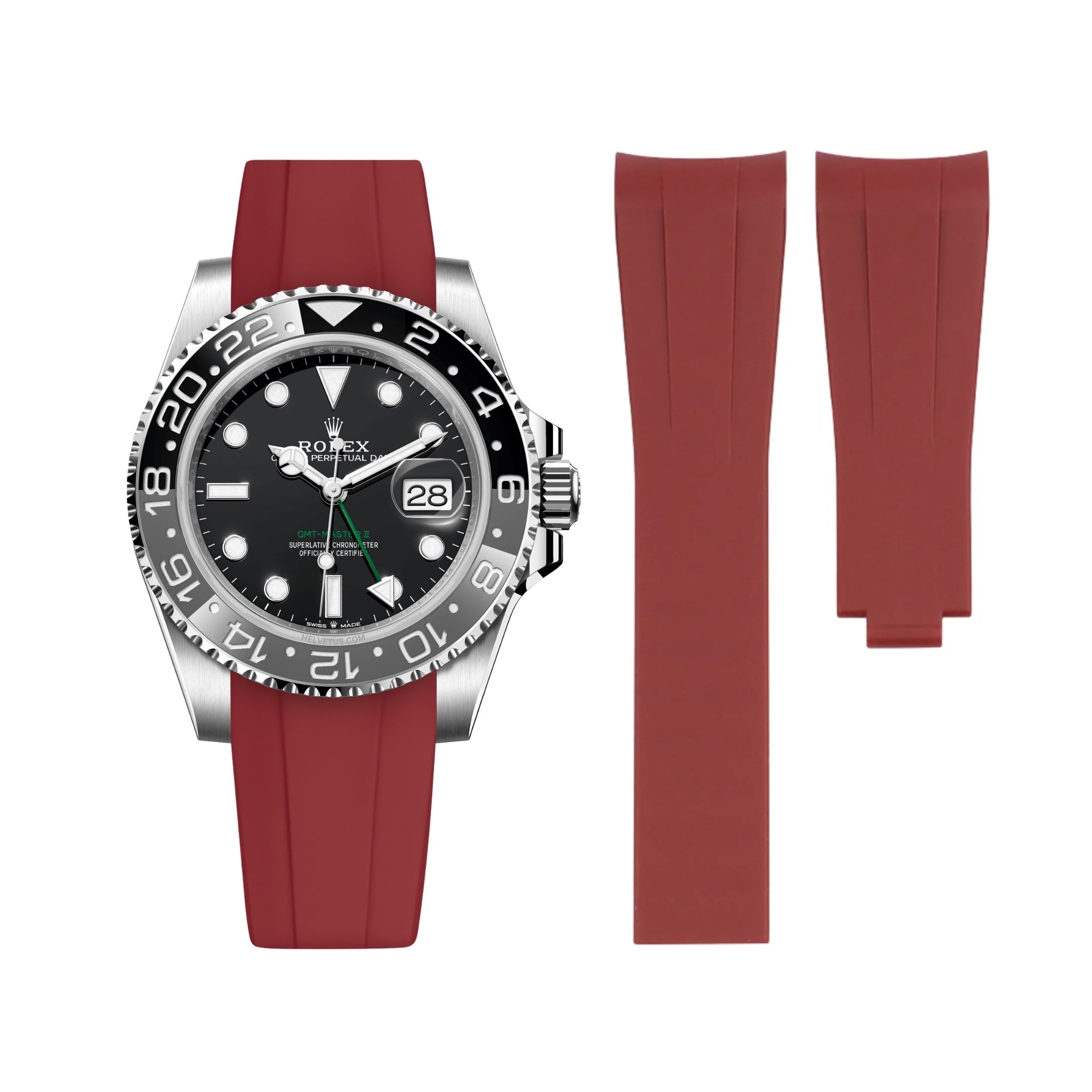 Faltschließe Kautschukarmband für Rolex GMT - Master II – Bordeaux - Helvetus DE