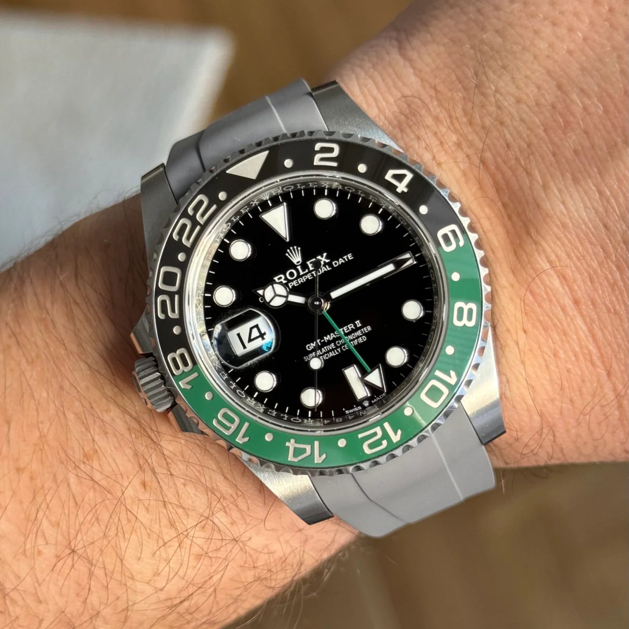 Faltschließe Kautschukarmband für Rolex GMT - Master II – Grau - Helvetus DE