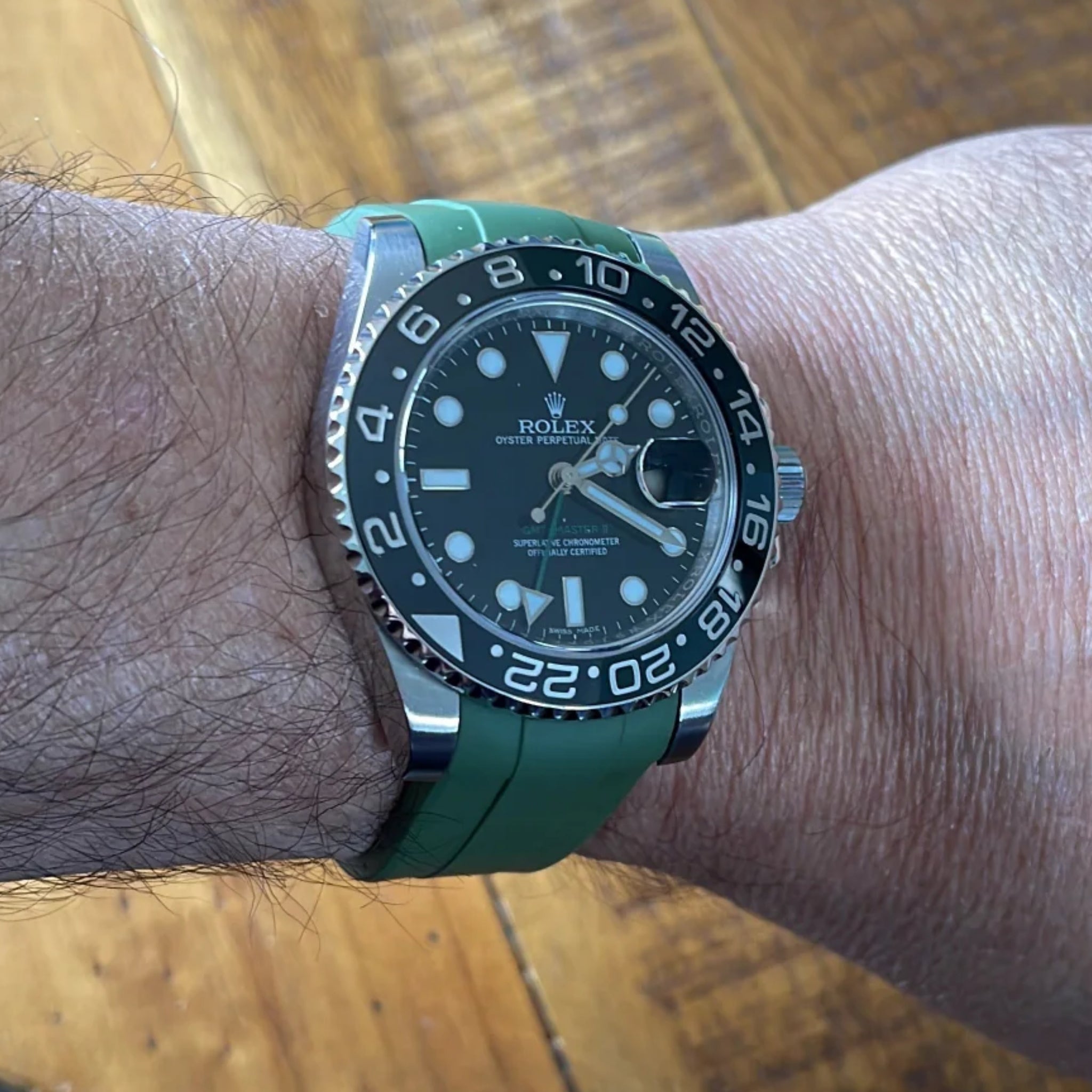 Faltschließe Kautschukarmband für Rolex GMT - Master II – Grün - Helvetus DE