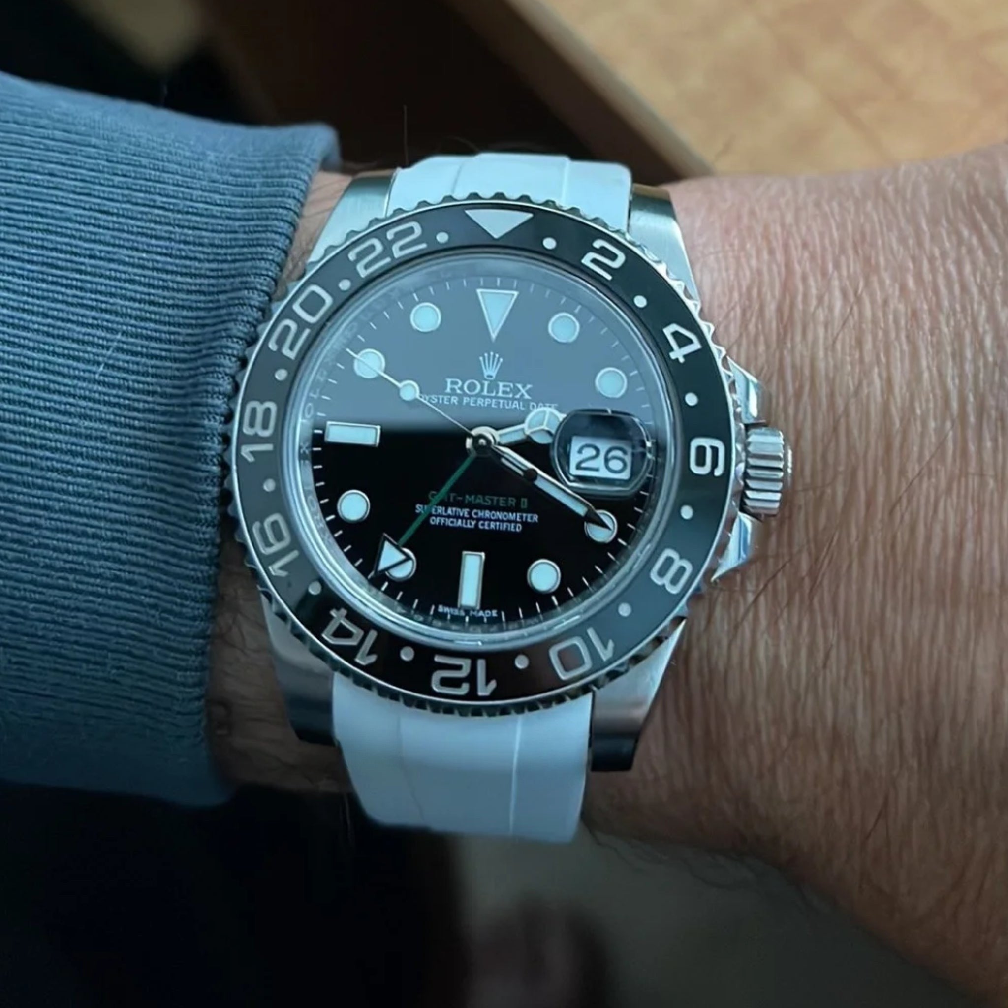 Faltschließe Kautschukarmband für Rolex GMT - Master II – Weiss - Helvetus DE