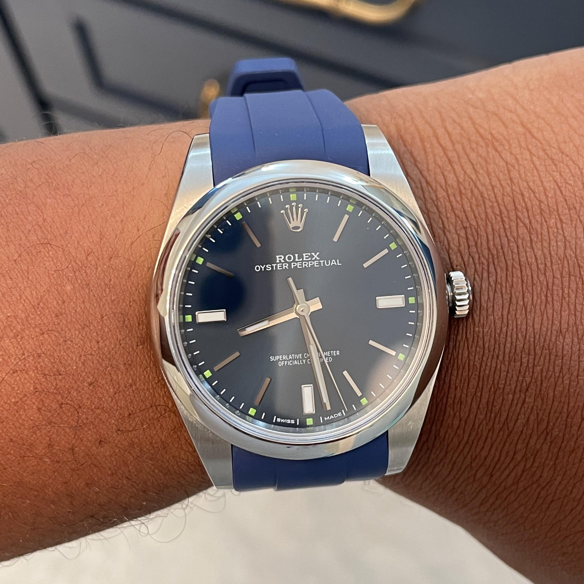 Faltschliesse Kautschukarmband für Rolex Oyster Perpetual 41mm – Dunkel Blau - Helvetus DE
