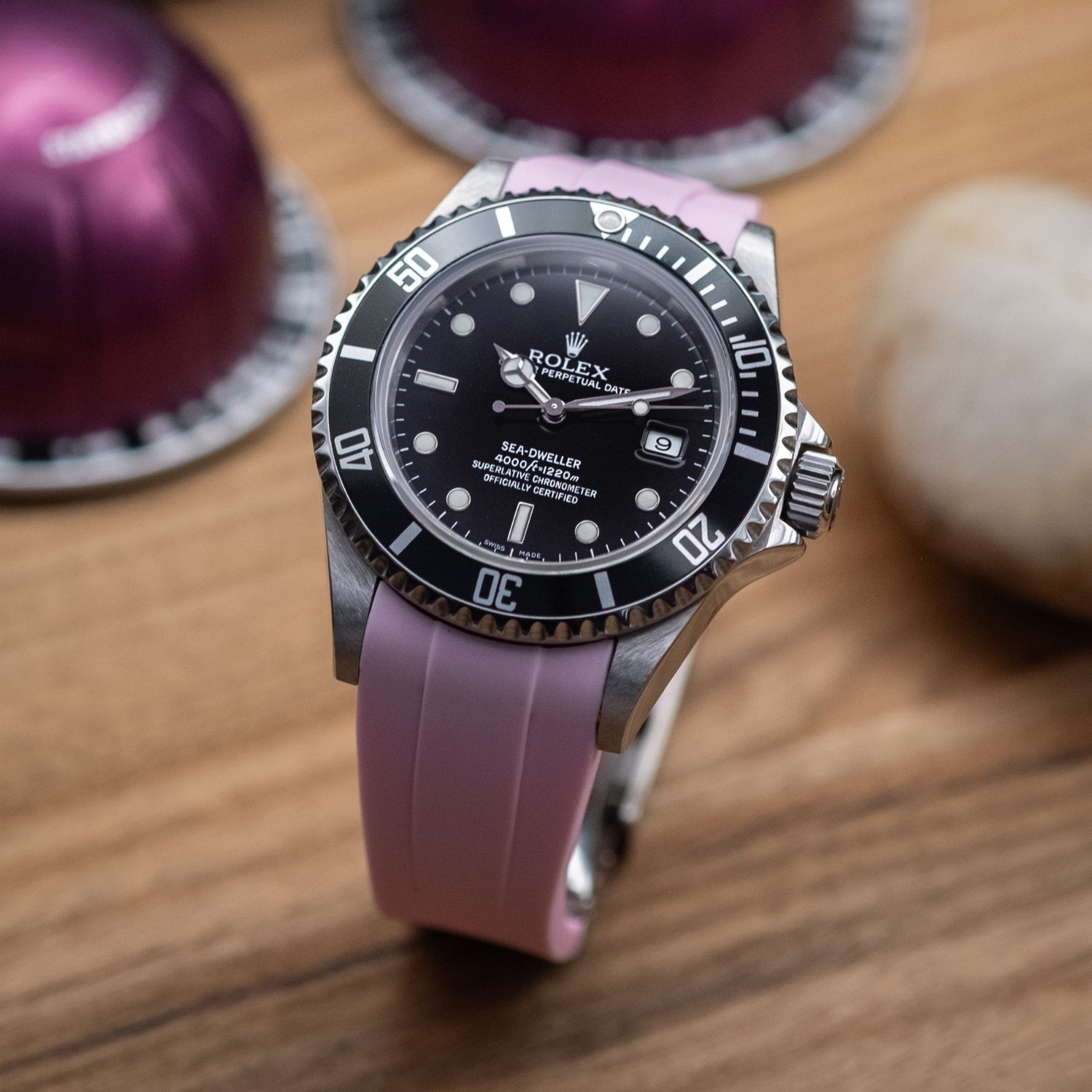 Faltschliesse Kautschukarmband für Rolex Submariner – Pink - Helvetus DE