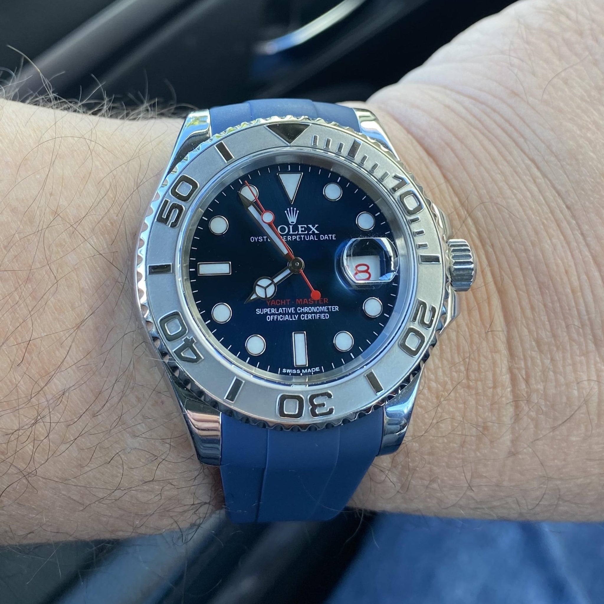 Faltschließe Kautschukarmband für Rolex Yacht - Master 40mm/42mm – Dunkel Blau - Helvetus DE