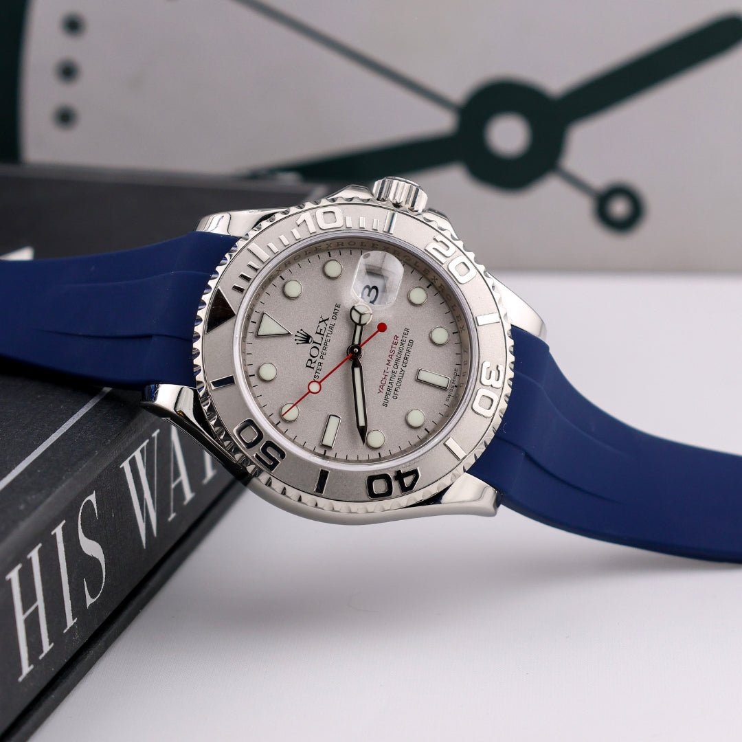 Faltschließe Kautschukarmband für Rolex Yacht - Master 40mm/42mm/37mm – Dunkel Blau - Helvetus DE