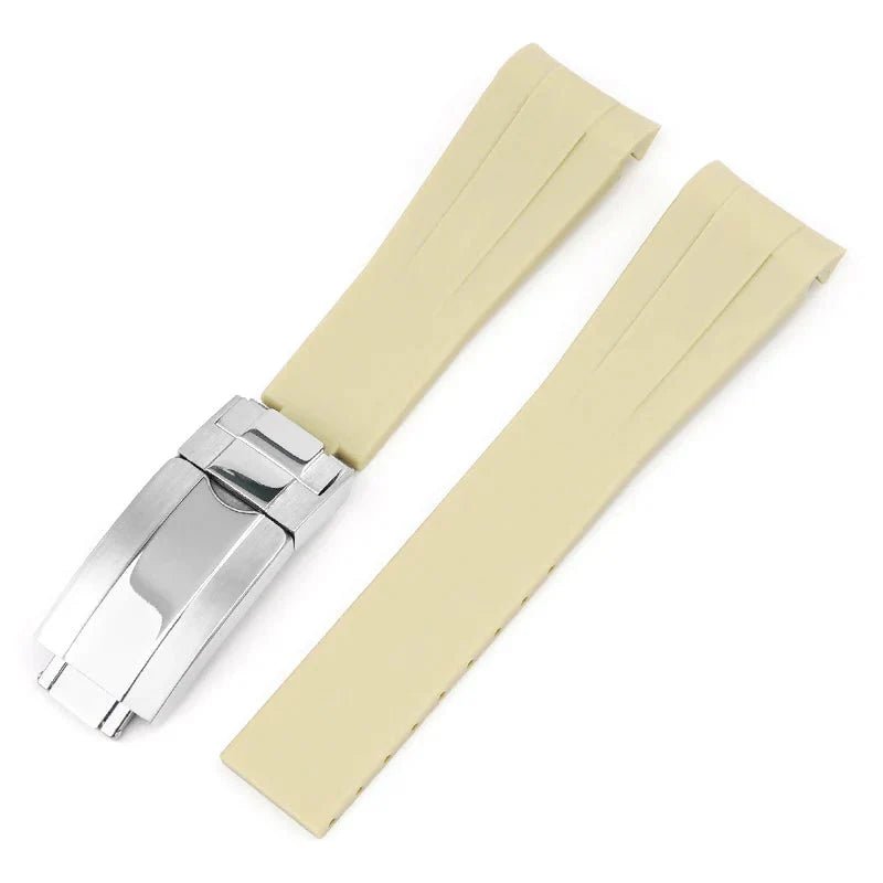 Faltschliessen Kautschukarmband für Rolex Milgauss in Beige - Helvetus DE