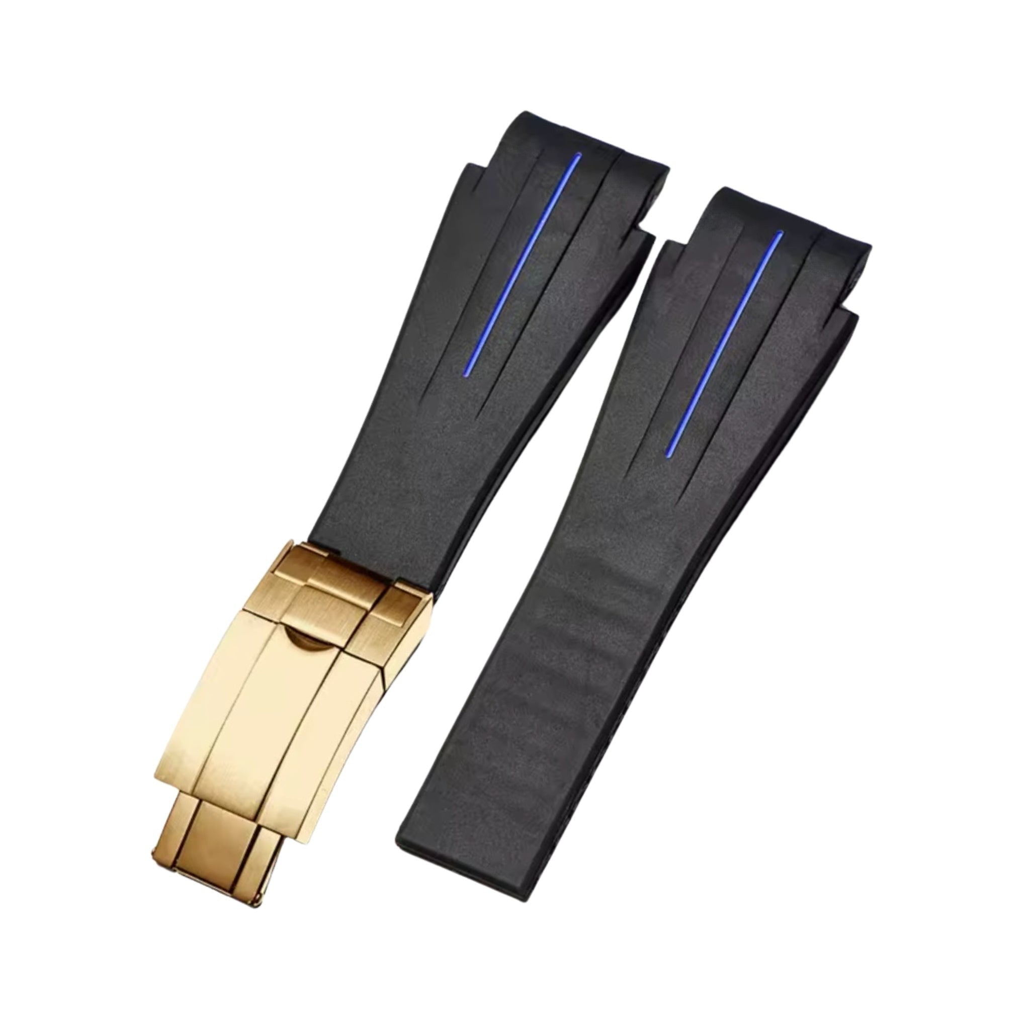 Faltschliessen Kautschukarmband für Rolex Sea - Dweller Deepsea – Schwarz/Blau Linie | LuxLine® - Helvetus DE