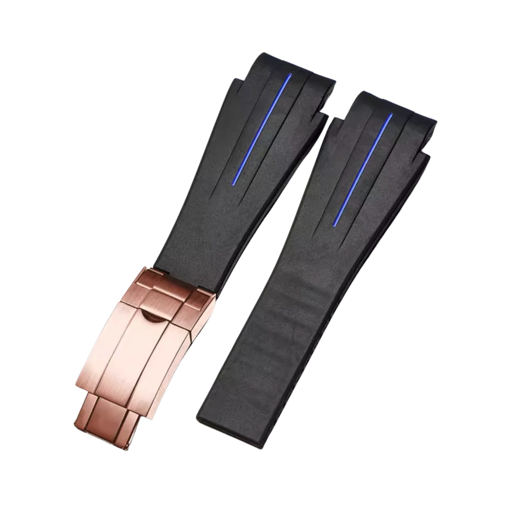 Faltschliessen Kautschukarmband für Rolex Sea - Dweller Deepsea – Schwarz/Blau Linie | LuxLine® - Helvetus DE