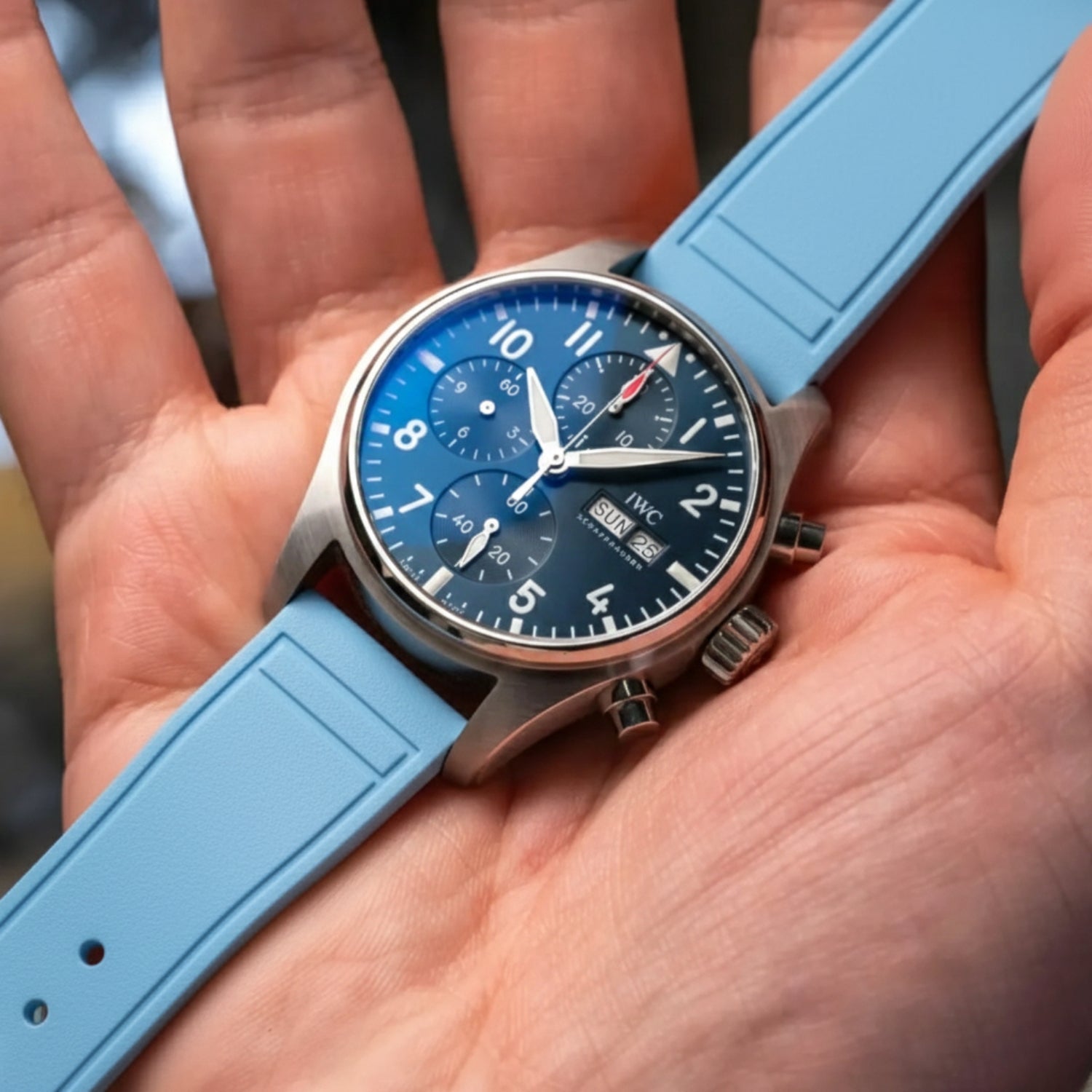 FKM Kautschukarmband – Für IWC Portugieser/Aquatimer/Alle Pilot Modelle/Portugieser/Portofino – Hell Blau - Helvetus DE