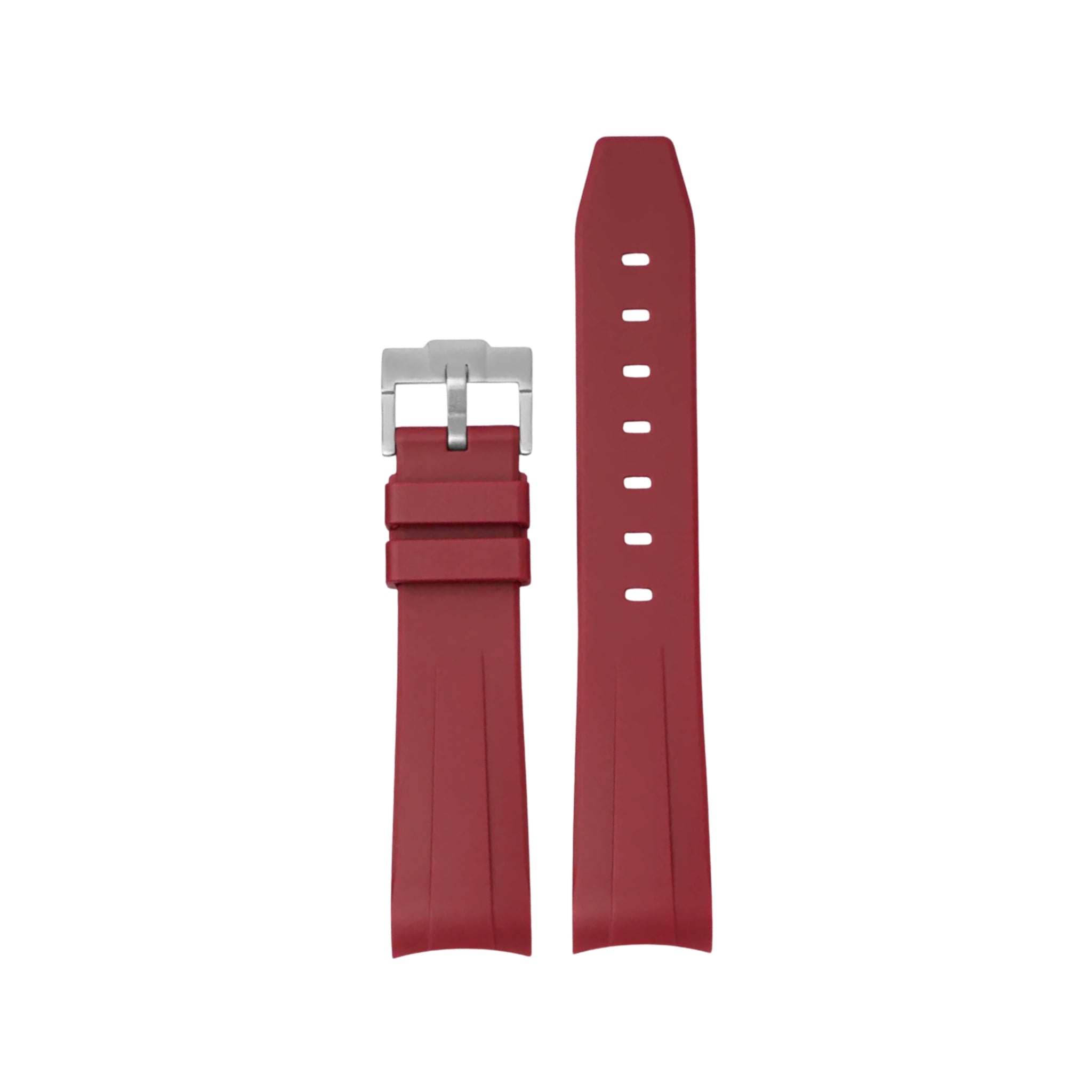 Gebogenes FKM Kautschukarmband – Universelle Passform – Bordeaux (20mm / 21mm / 22mm) - Helvetus DE