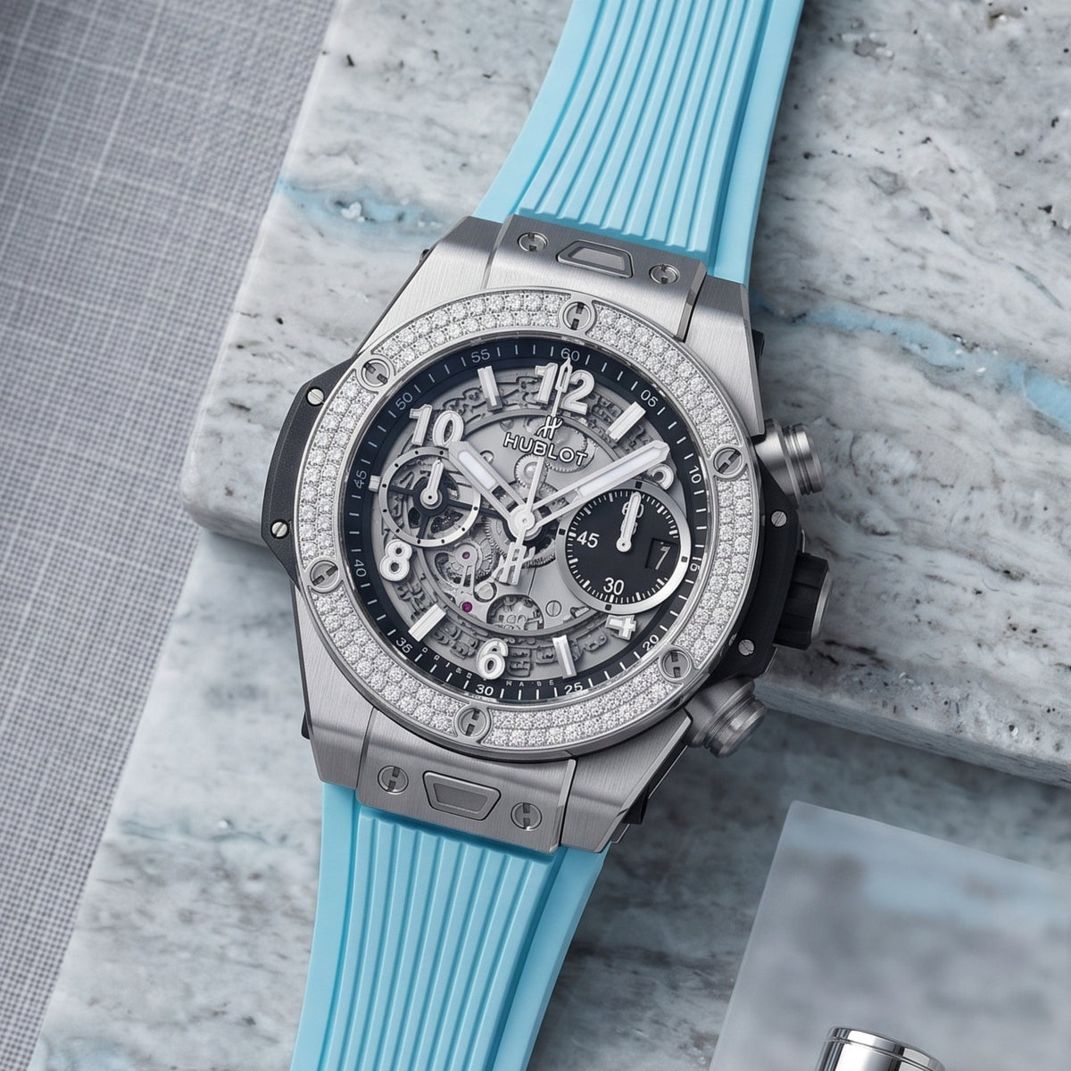 Hublot Big Bang Unico Click Armband aus Kautschuk – Hellblau - Helvetus