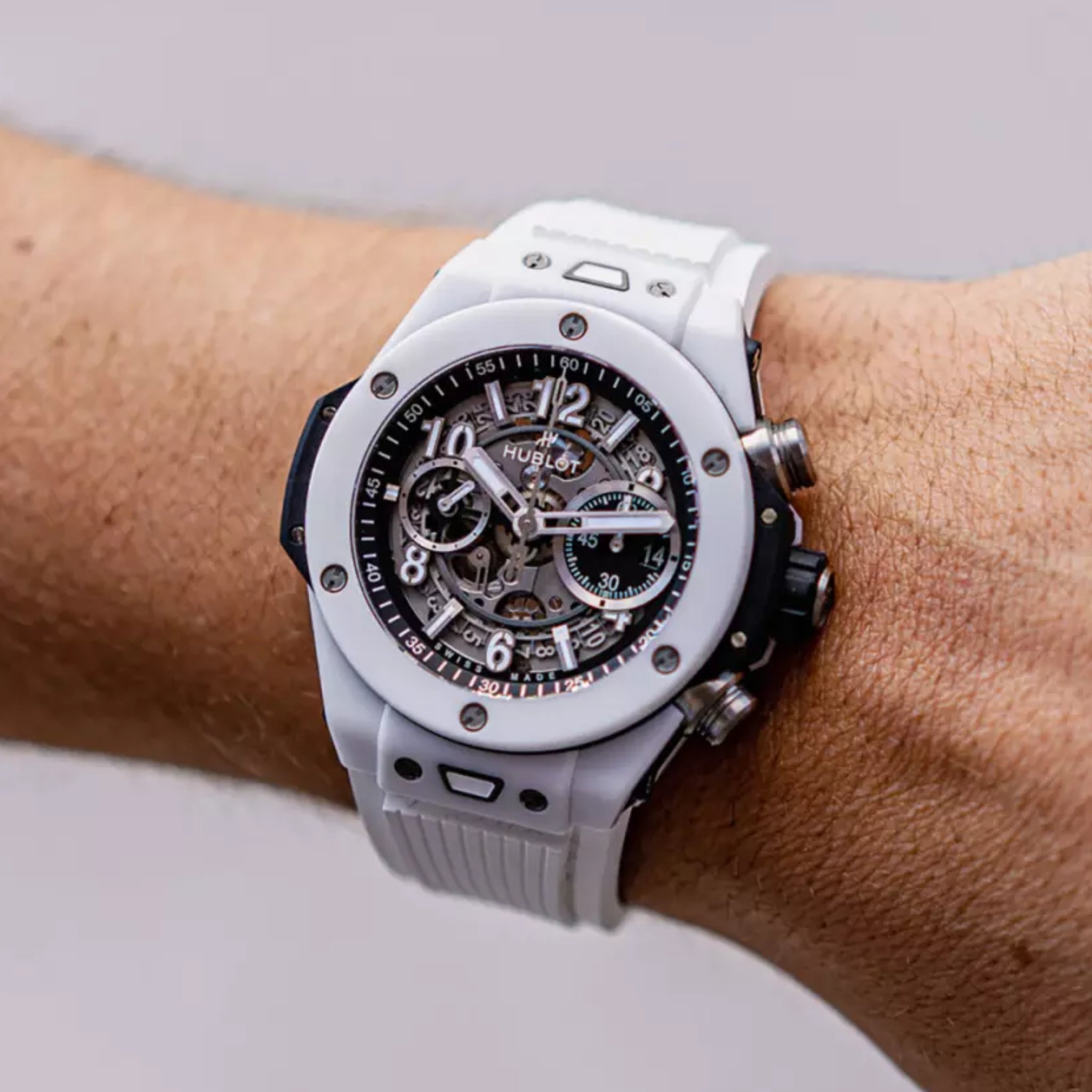 Hublot Big Bang Unico Click Armband aus Kautschuk – Weiss - Helvetus DE