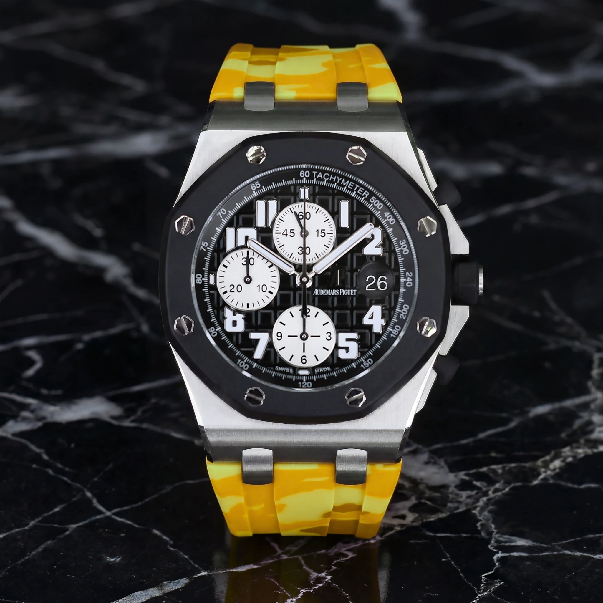 Kautschuk Armband - für alle Audemars Piguet Offshore 42mm - Gelb Camo - Helvetus