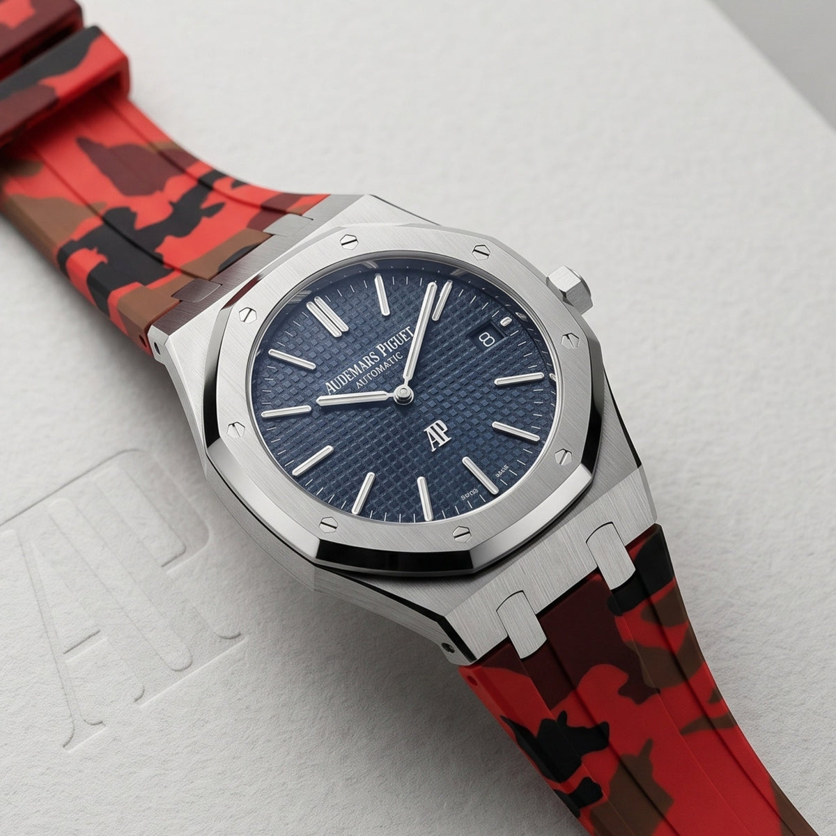 Kautschuk Armband - für alle Audemars Piguet Royal Oak 39mm - Rot Camouflage - Helvetus