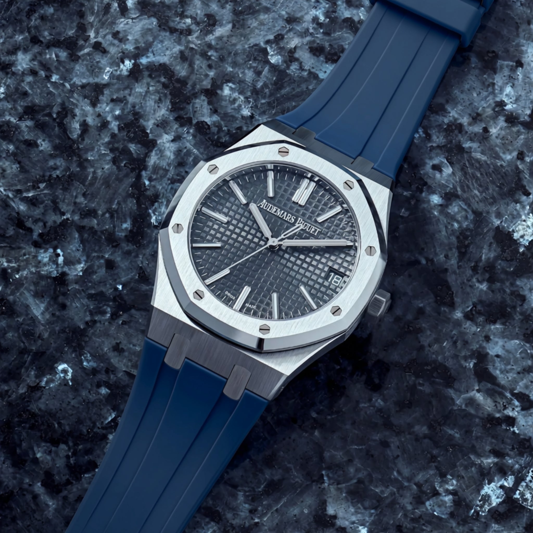 Kautschuk Armband - für alle Audemars Piguet Royal Oak 41mm - Dunkel Blau - Helvetus