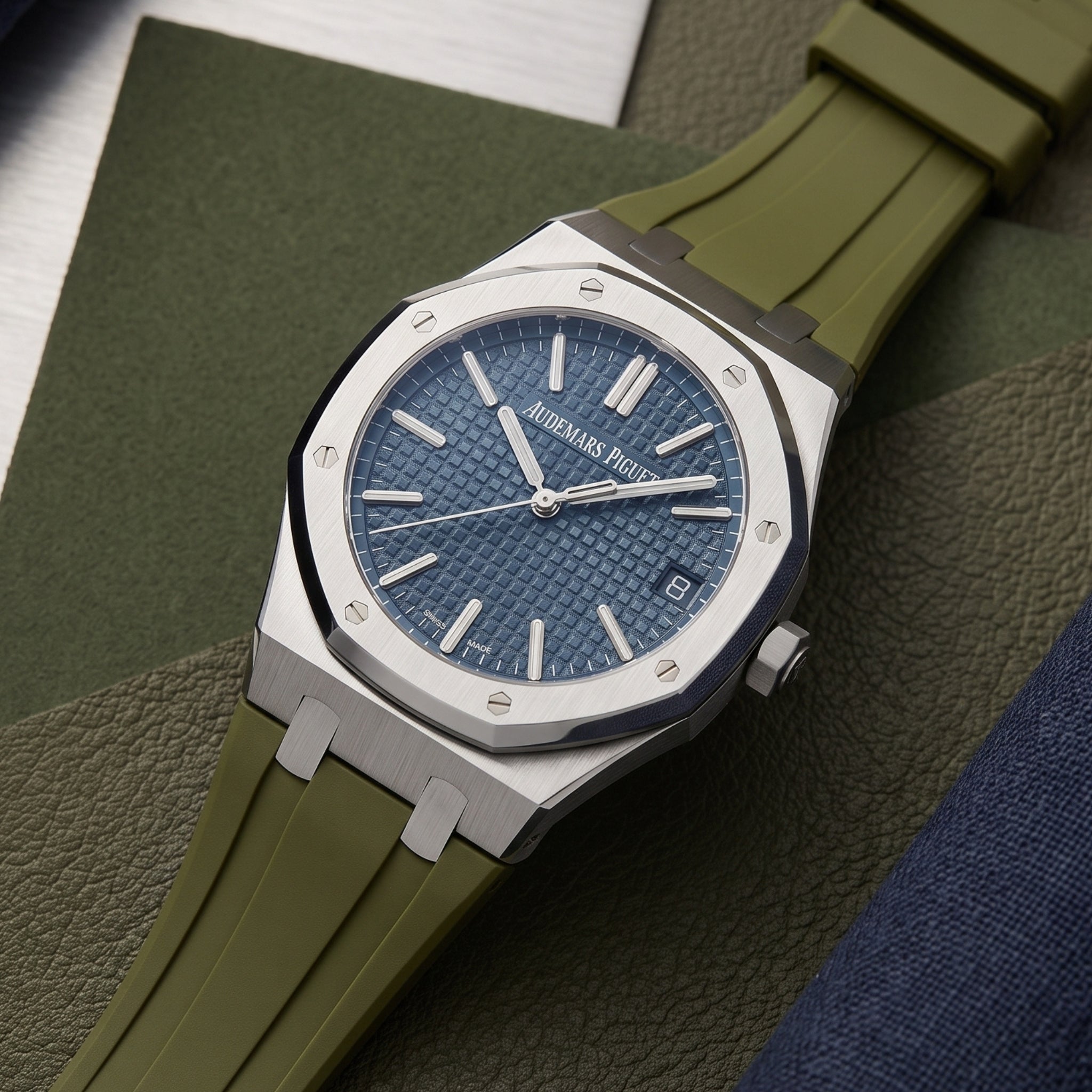 Kautschuk Armband - für alle Audemars Piguet Royal Oak 41mm - Olivgrün - Helvetus