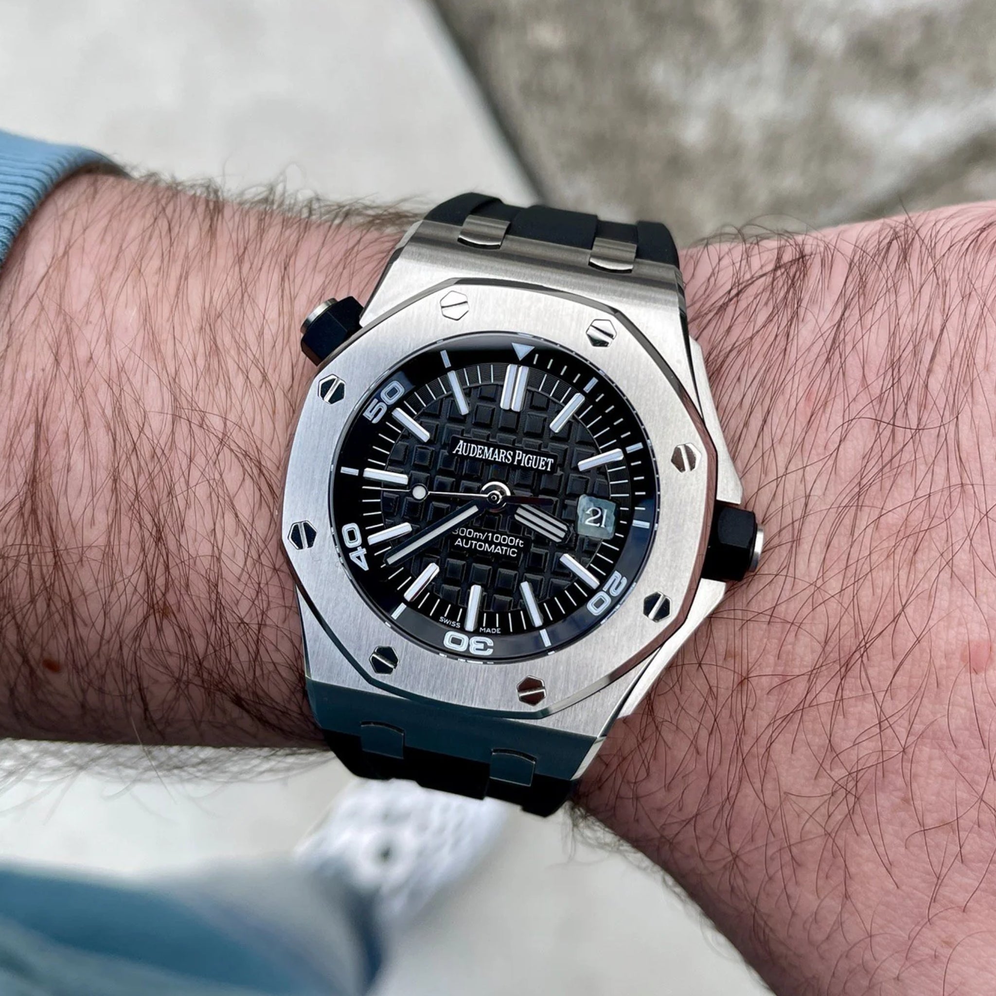 Kautschuk Armband - fur alle AP Offshore Diver - Schwarz - Helvetus DE
