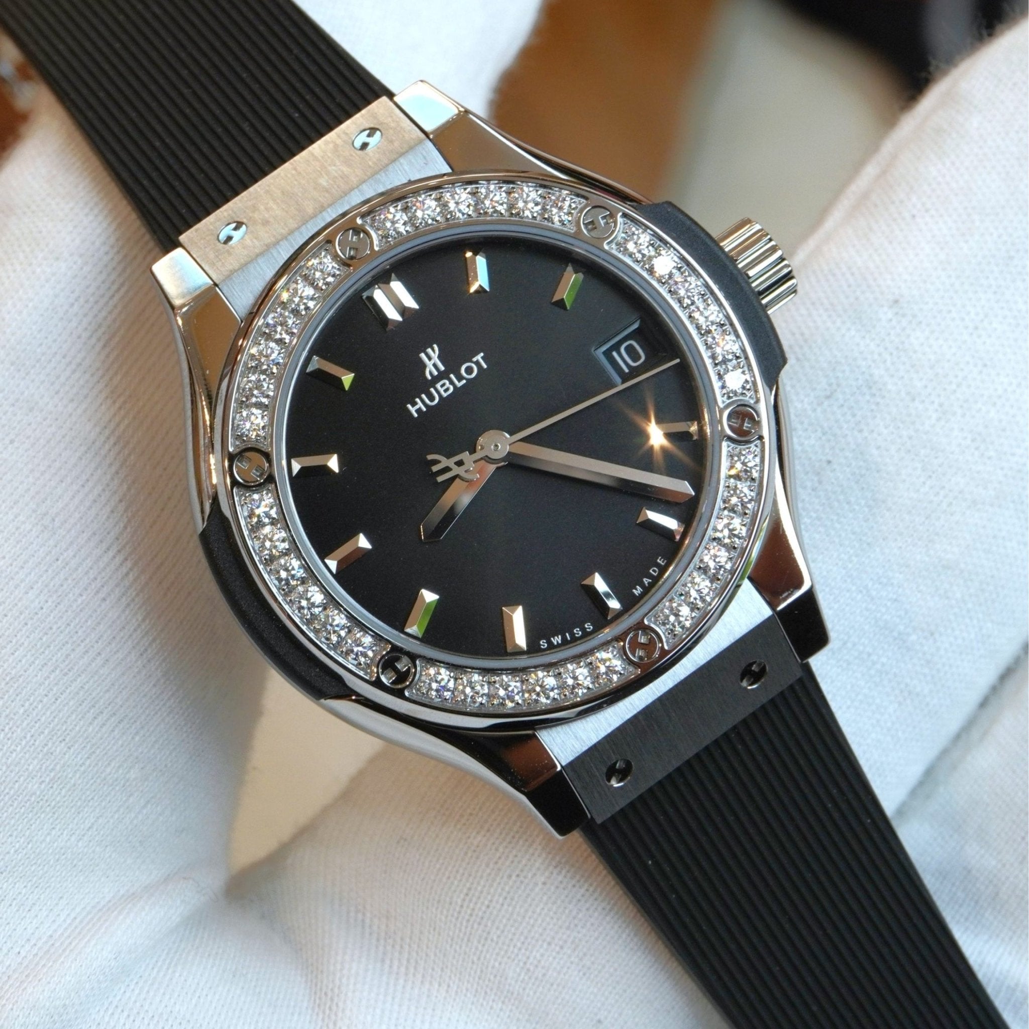 Kautschuk Armband – Für Hublot Damen Modell – Schwarz - Helvetus DE