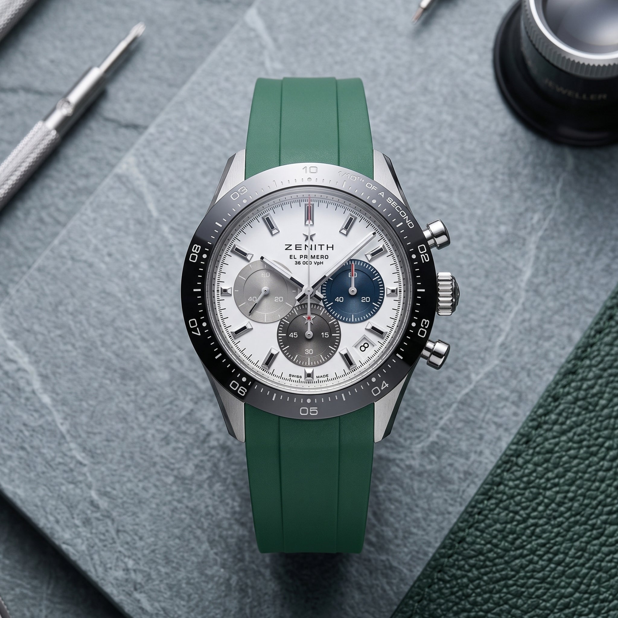 Kautschukarmband für alle Zenith Chronomaster Modelle – Grün - Helvetus