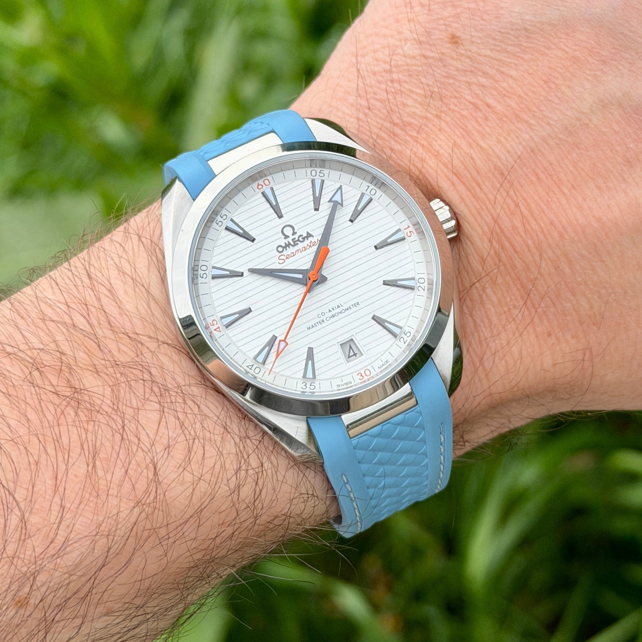 Kautschukarmband – Für Omega Seamaster Aqua Terra 300 / 150m – Hell Blau - Helvetus DE