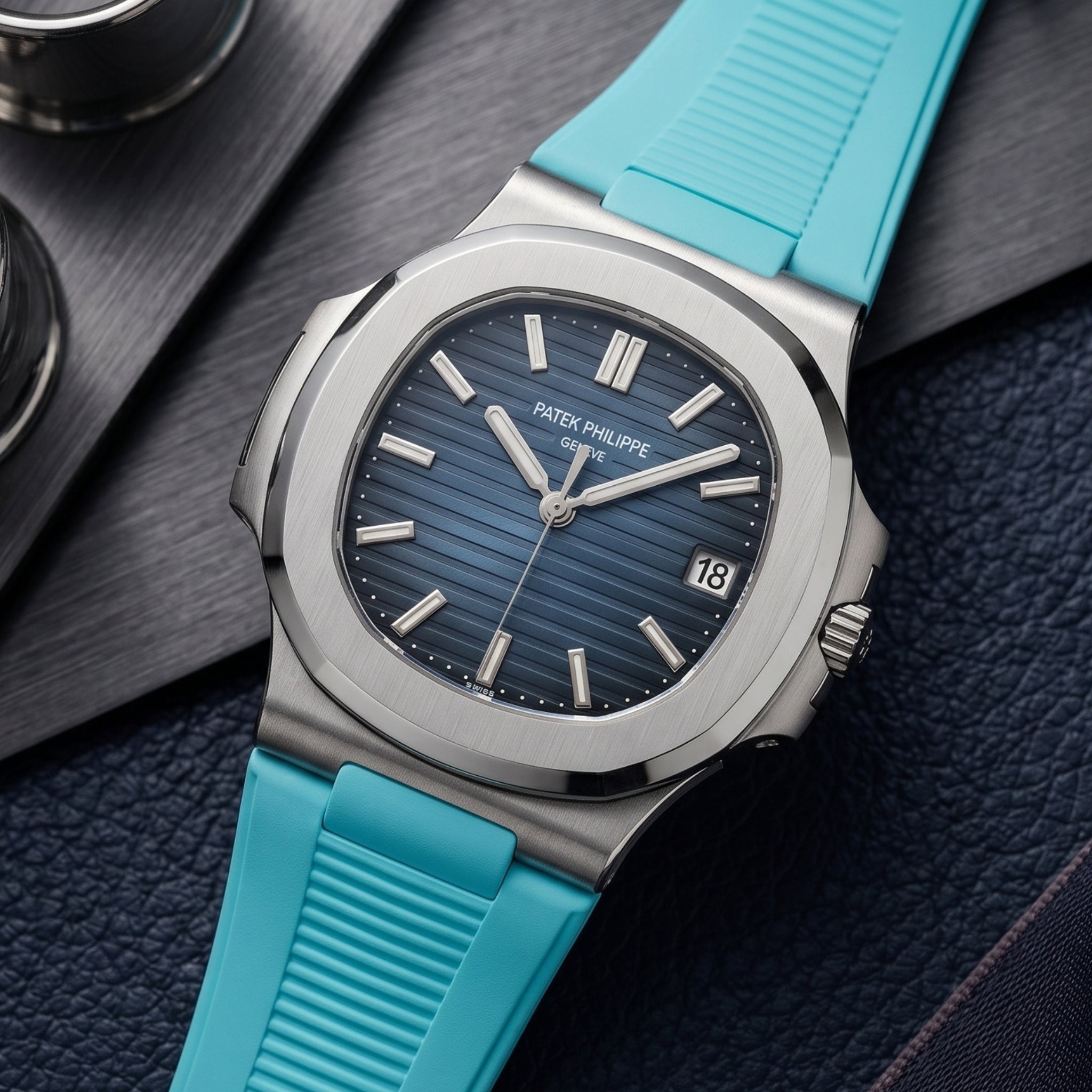 Kautschukarmband – Für Patek Philippe Nautilus – Hell Blau - Helvetus