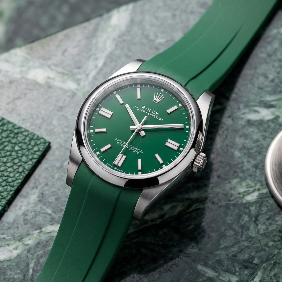 Kautschukarmband für Rolex Oyster Perpetual 41mm – Grün - Helvetus