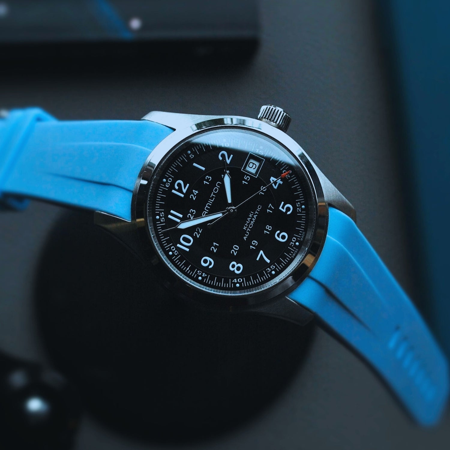 Kautschukarmband für Hamilton Khaki Field (38mm/40mm/42mm) - Hell Blau - Helvetus DE