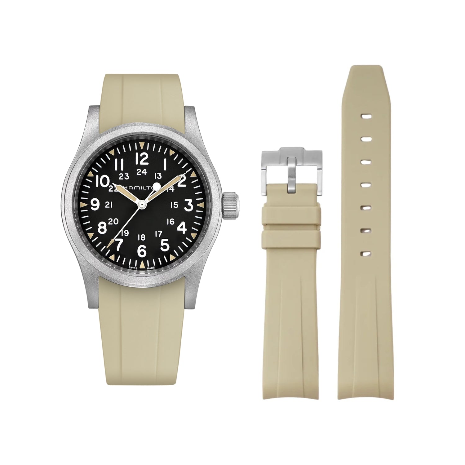Kautschukarmband für Hamilton Khaki Field - Beige - Helvetus DE