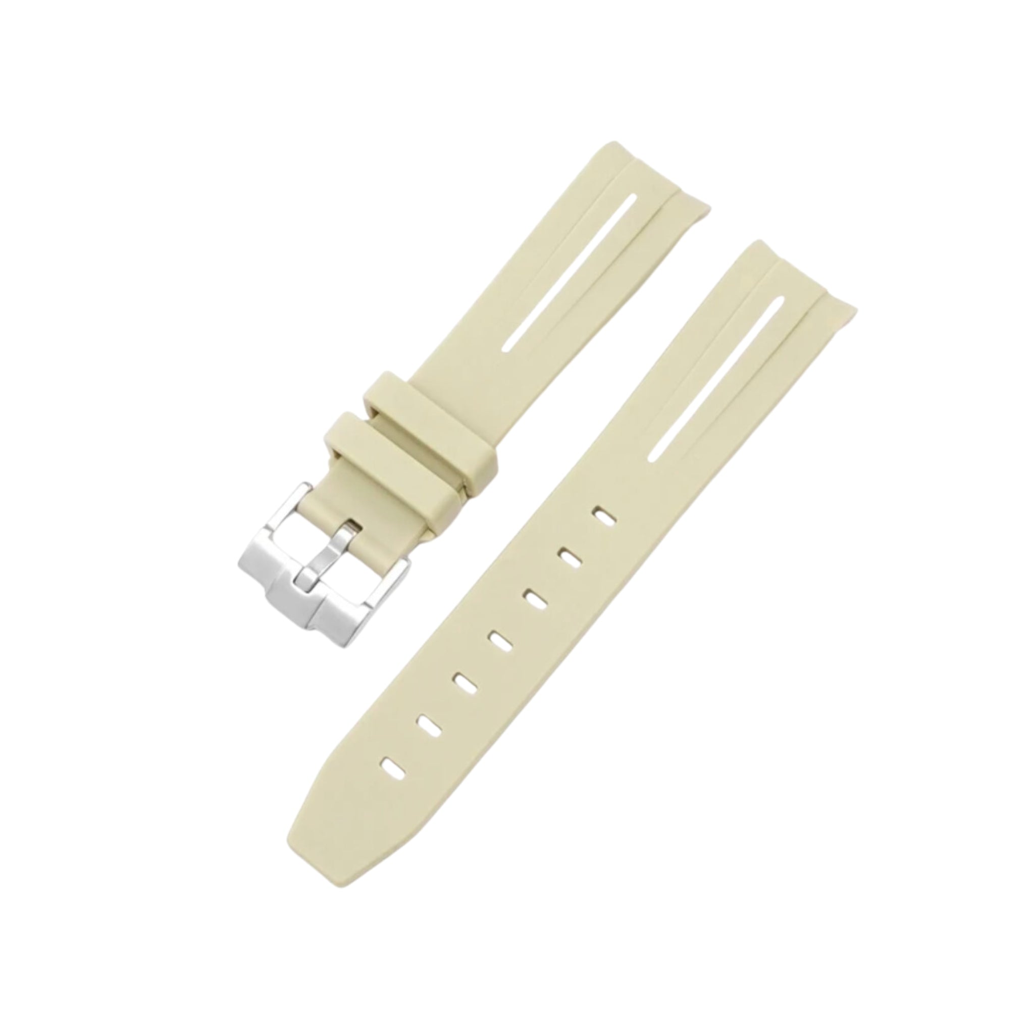 Kautschukarmband – Für Mission on Earth Desert | Omega X Swatch | MoonSwatch – Beige mit Weißer Linie - Helvetus DE