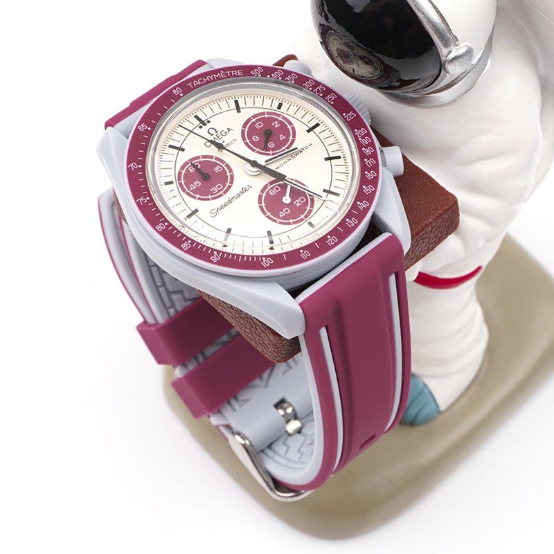 Kautschukarmband – Für Mission to Pluto | Omega X Swatch | MoonSwatch – Rot/Grau - Helvetus DE