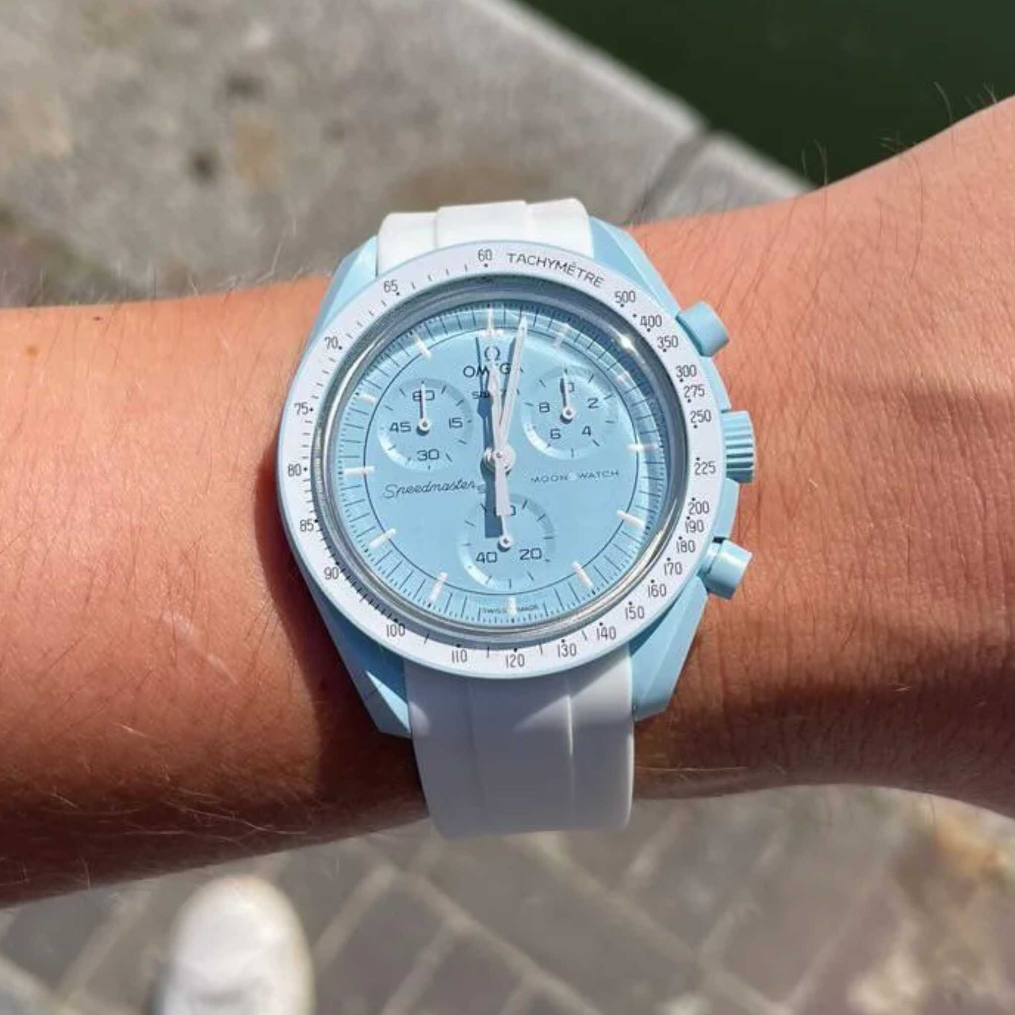 Kautschukarmband – Für Mission to Uranus | Omega X Swatch | MoonSwatch – Weiß - Helvetus DE