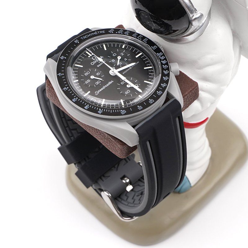 Kautschukarmband – Für MoonSwatch Mission to the Moon/Mercury – Schwarz/Grau - Helvetus DE