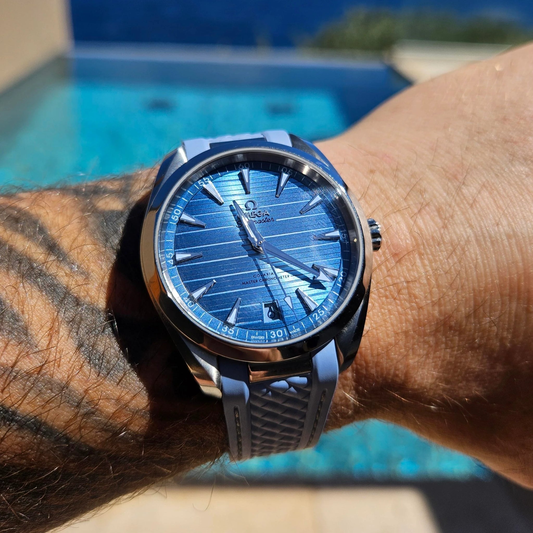 Kautschukarmband – Für Omega Seamaster Aqua Terra 300 / 150m – Hell Blau - Helvetus DE