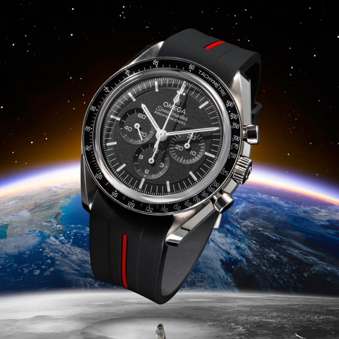 Kautschukarmband – Für Omega Speedmaster – LuxLine® - Schwarz/Rot - Helvetus DE