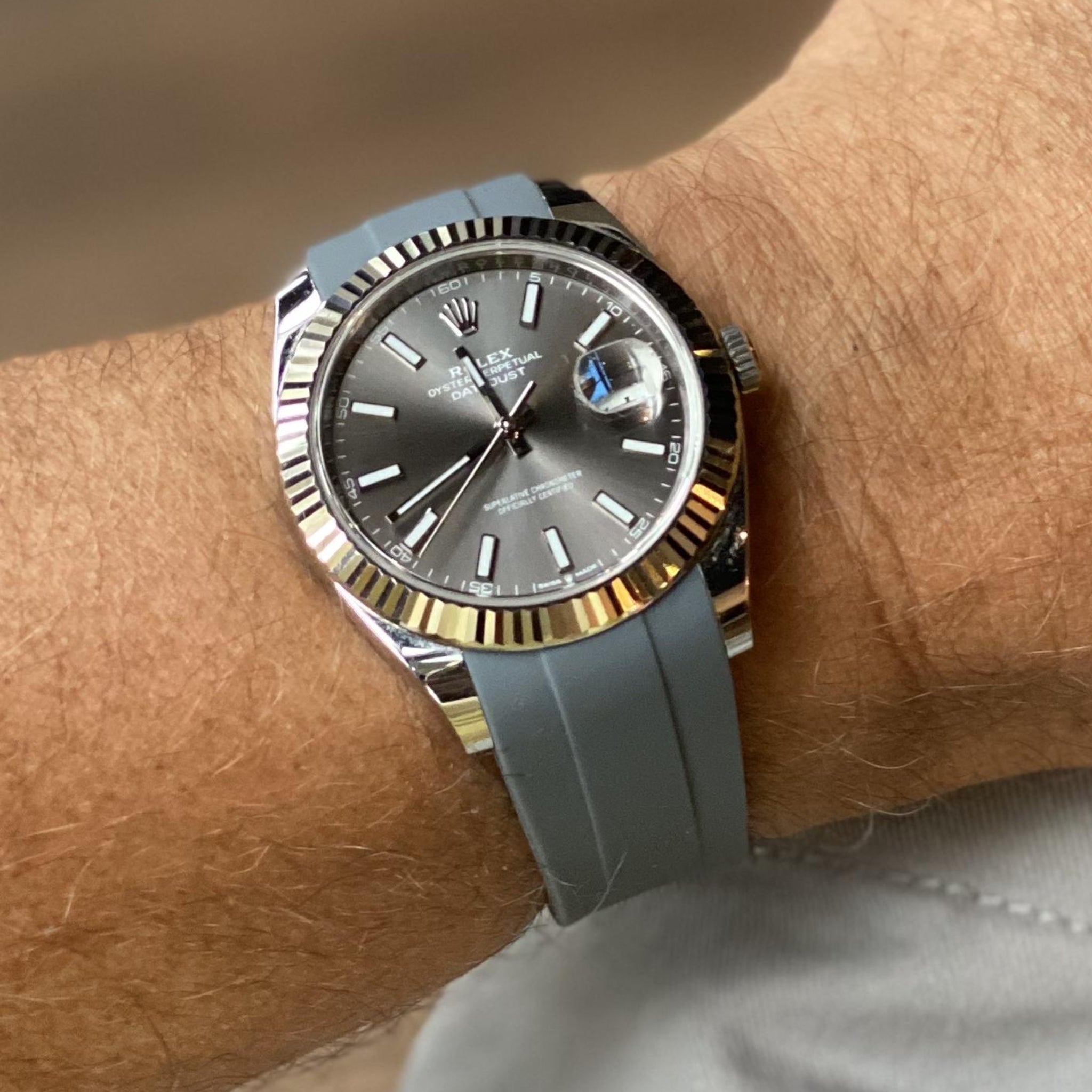 Kautschukarmband für Rolex Datejust 36 – Grau - Helvetus DE