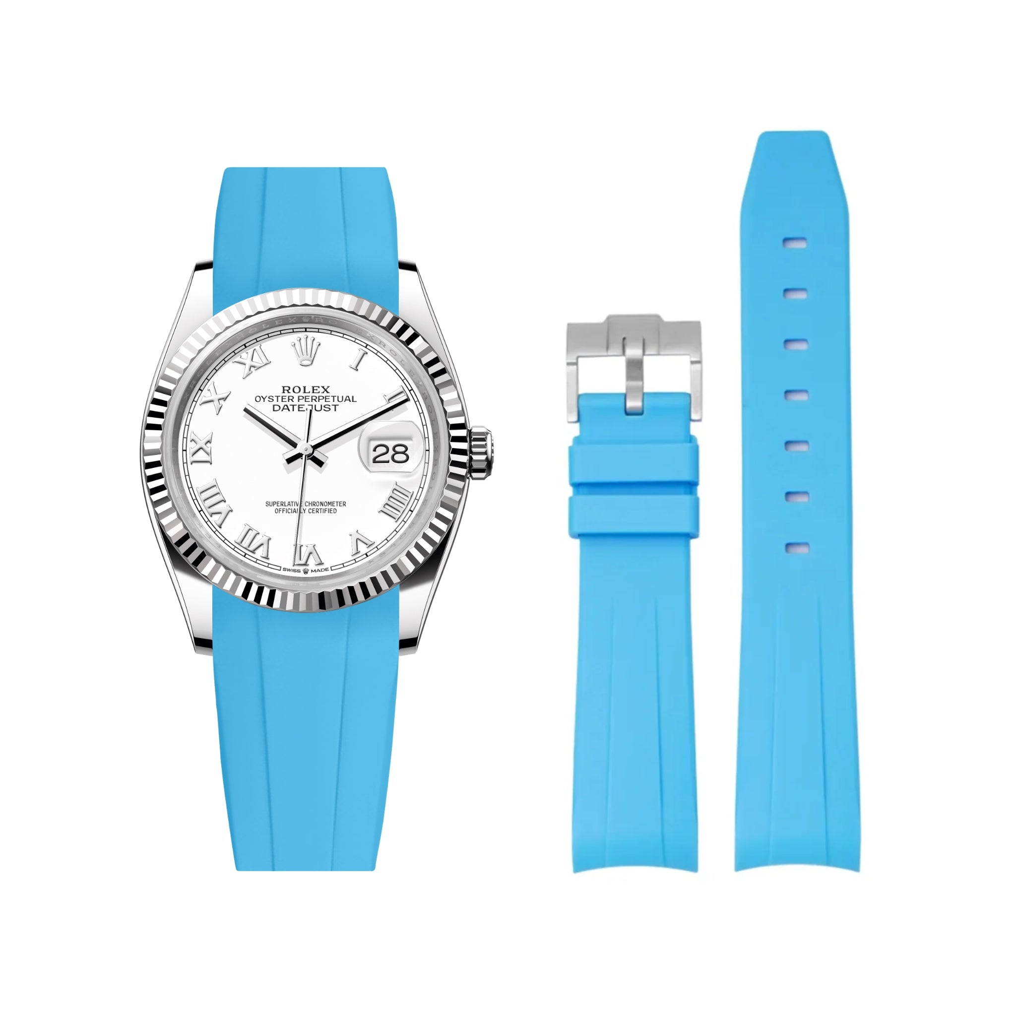 Kautschukarmband für Rolex Datejust 36 – Hell Blau - Helvetus DE