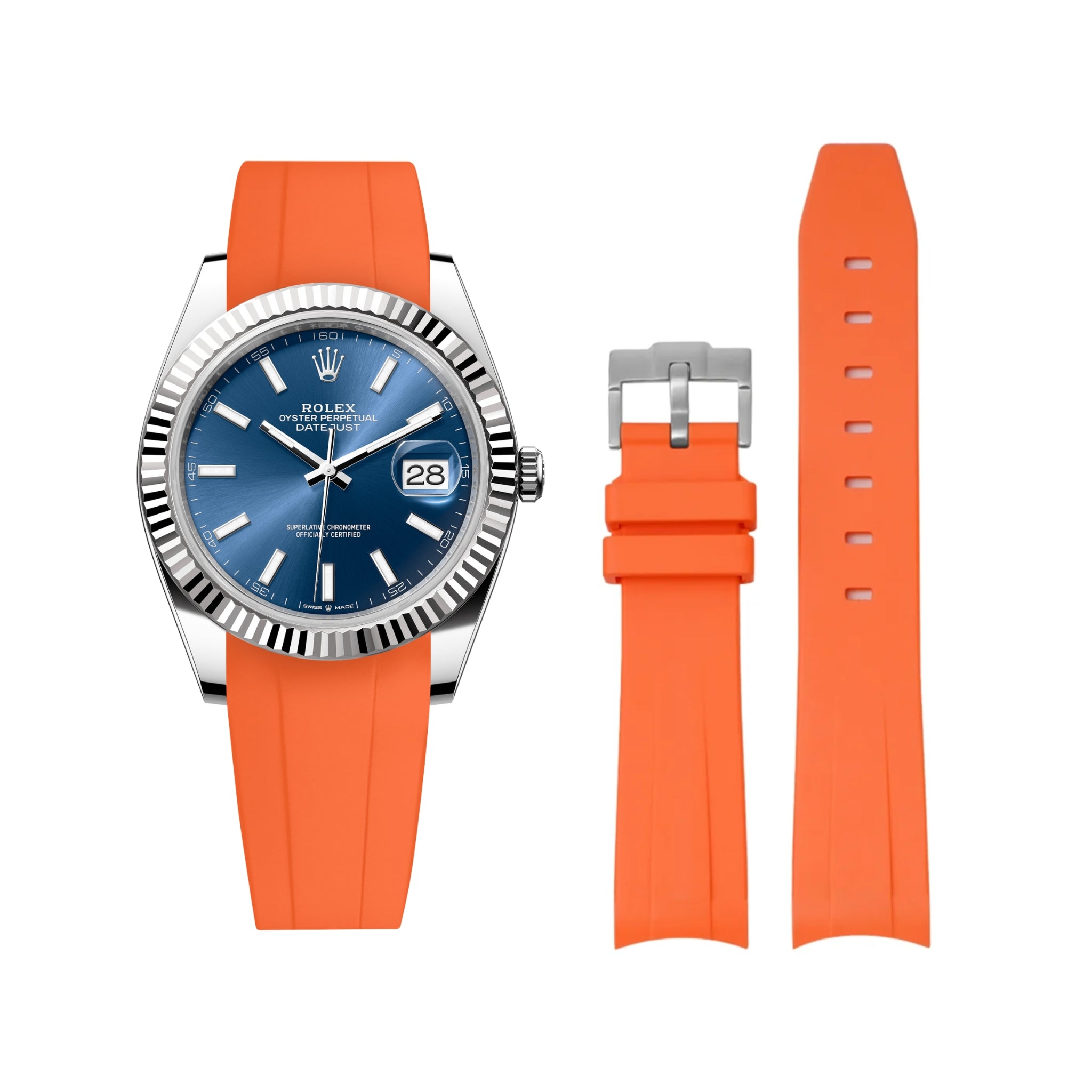 Kautschukarmband für Rolex Datejust 41mm – Orange - Helvetus DE