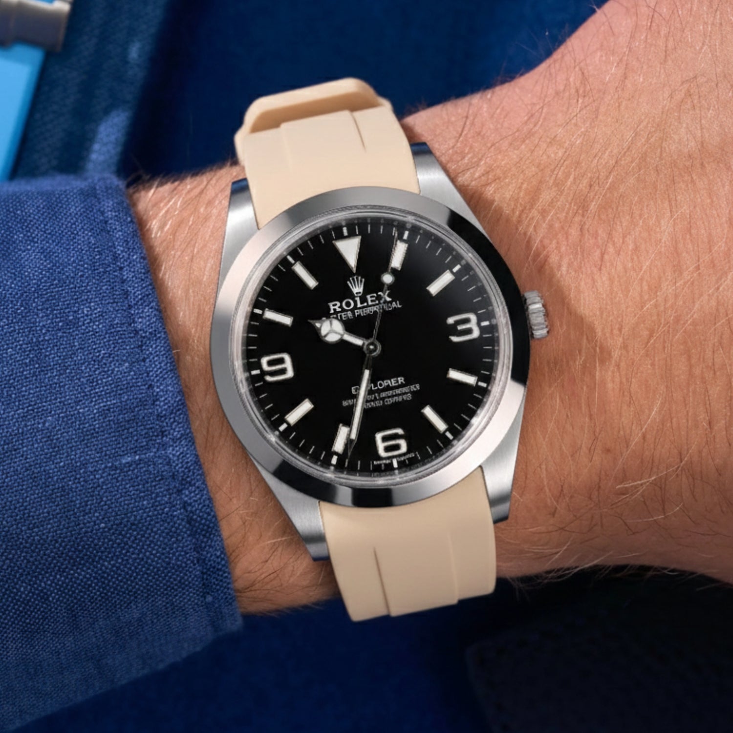 Kautschukarmband für Rolex Explorer I – Beige - Helvetus DE