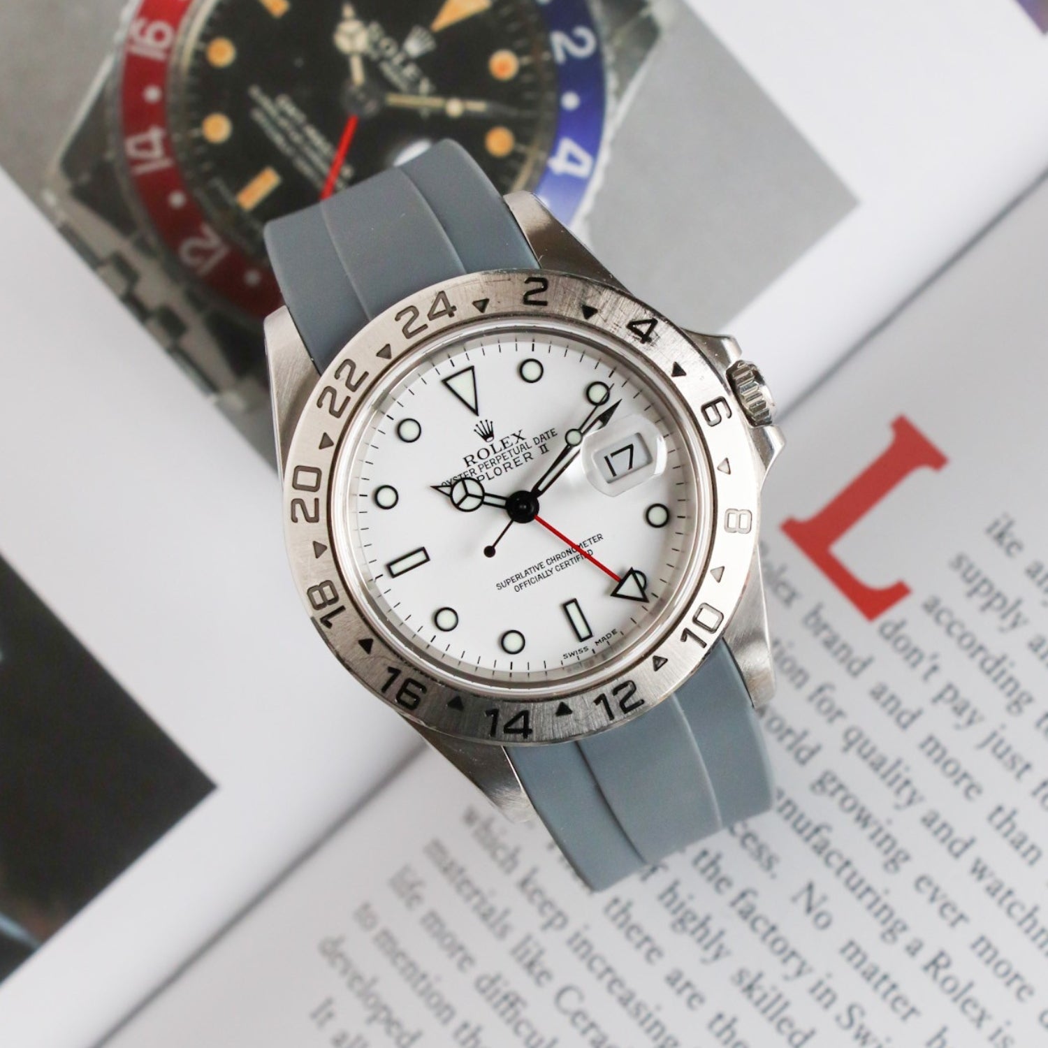 Kautschukarmband für Rolex Explorer II – Grau - Helvetus DE