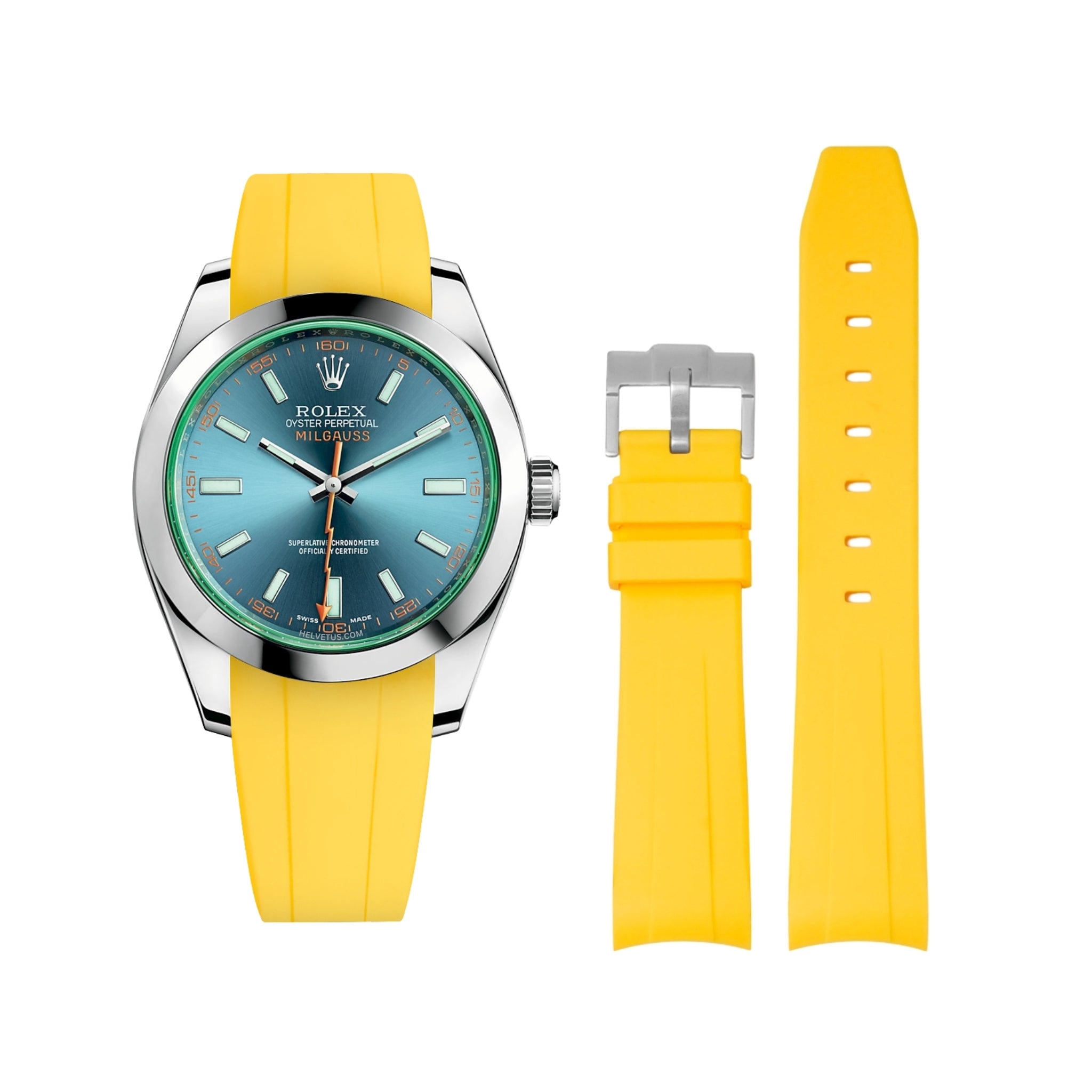 Kautschukarmband für Rolex Milgauss in Gelb - Helvetus DE