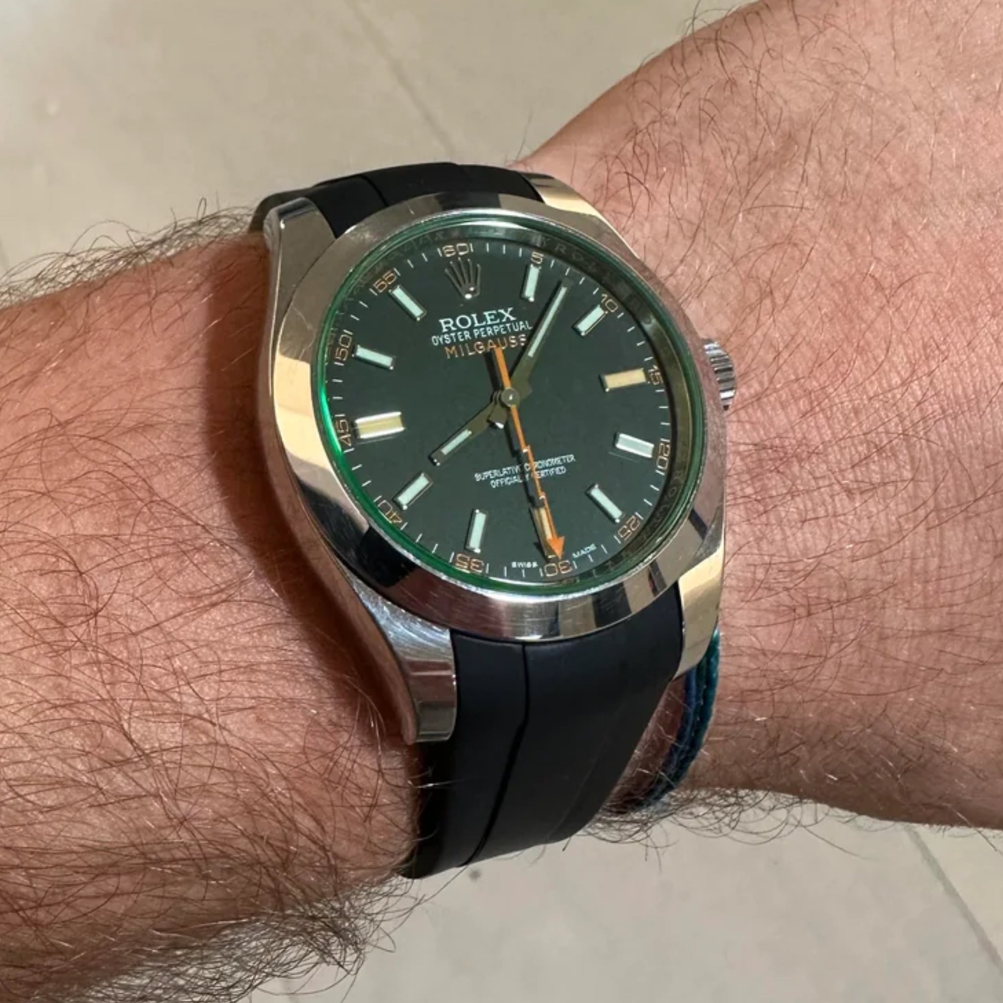 Kautschukarmband für Rolex Milgauss in Schwarz - Helvetus DE