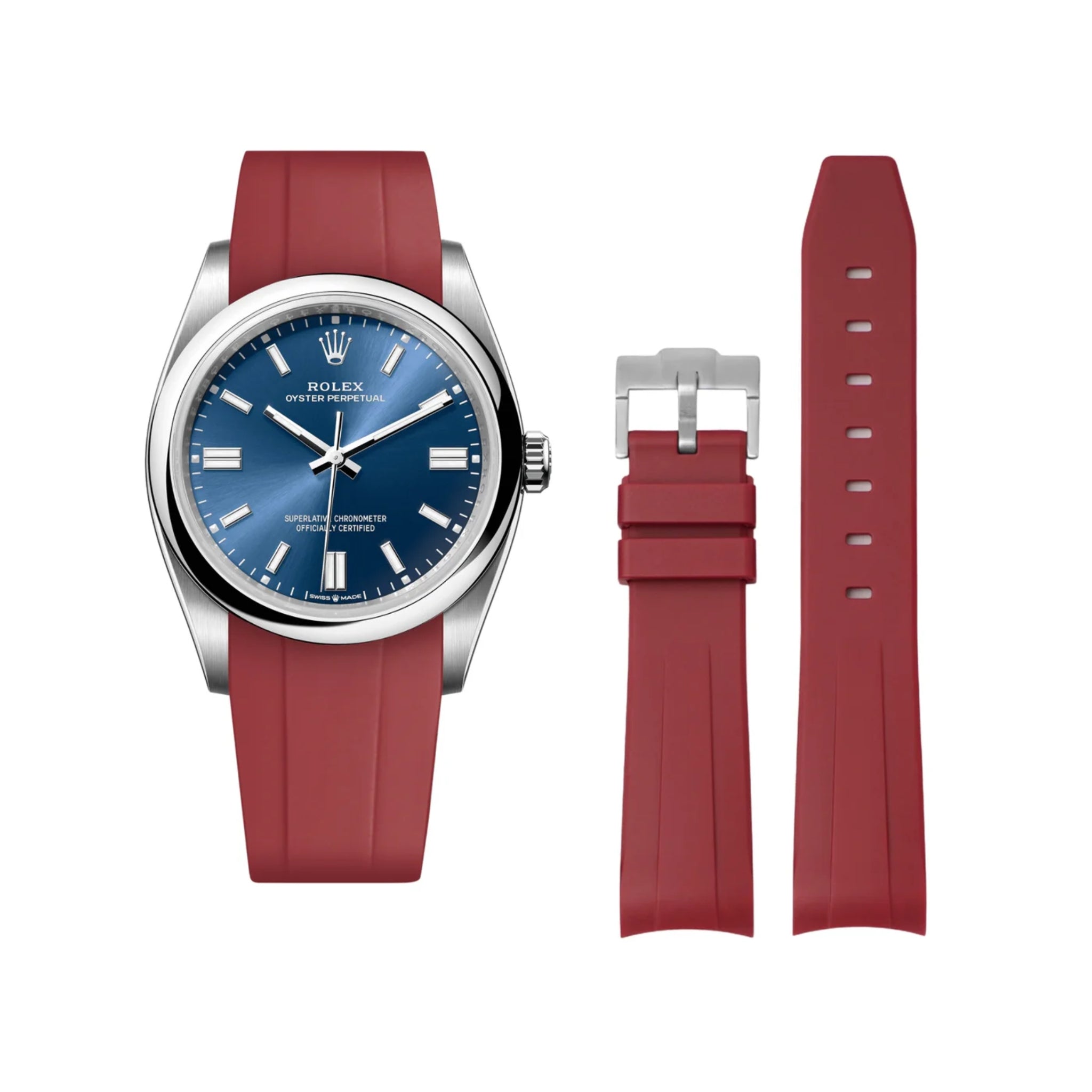 Kautschukarmband für Rolex Oyster Perpetual 36mm – Bordeaux - Helvetus DE