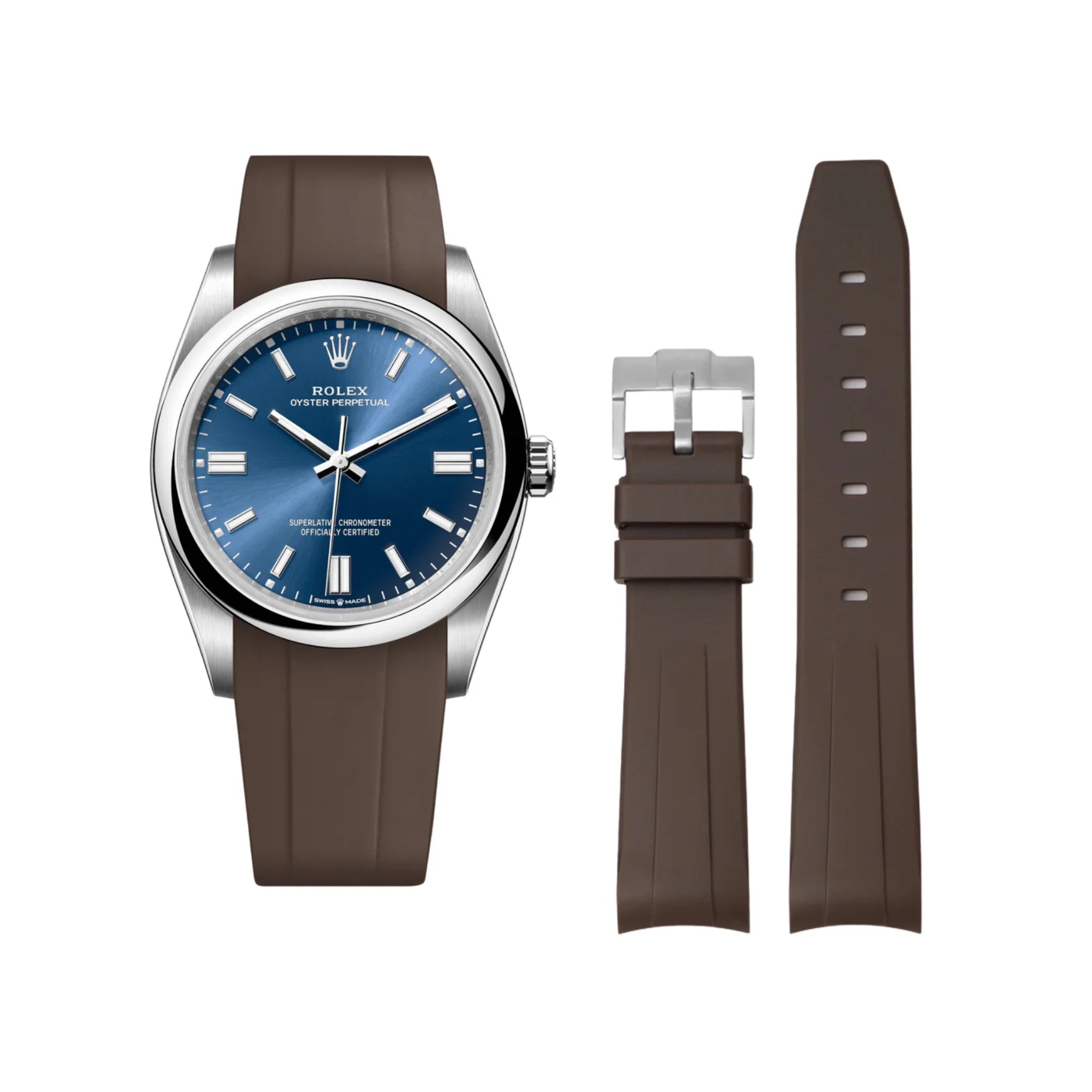 Kautschukarmband für Rolex Oyster Perpetual 36mm – Braun - Helvetus DE