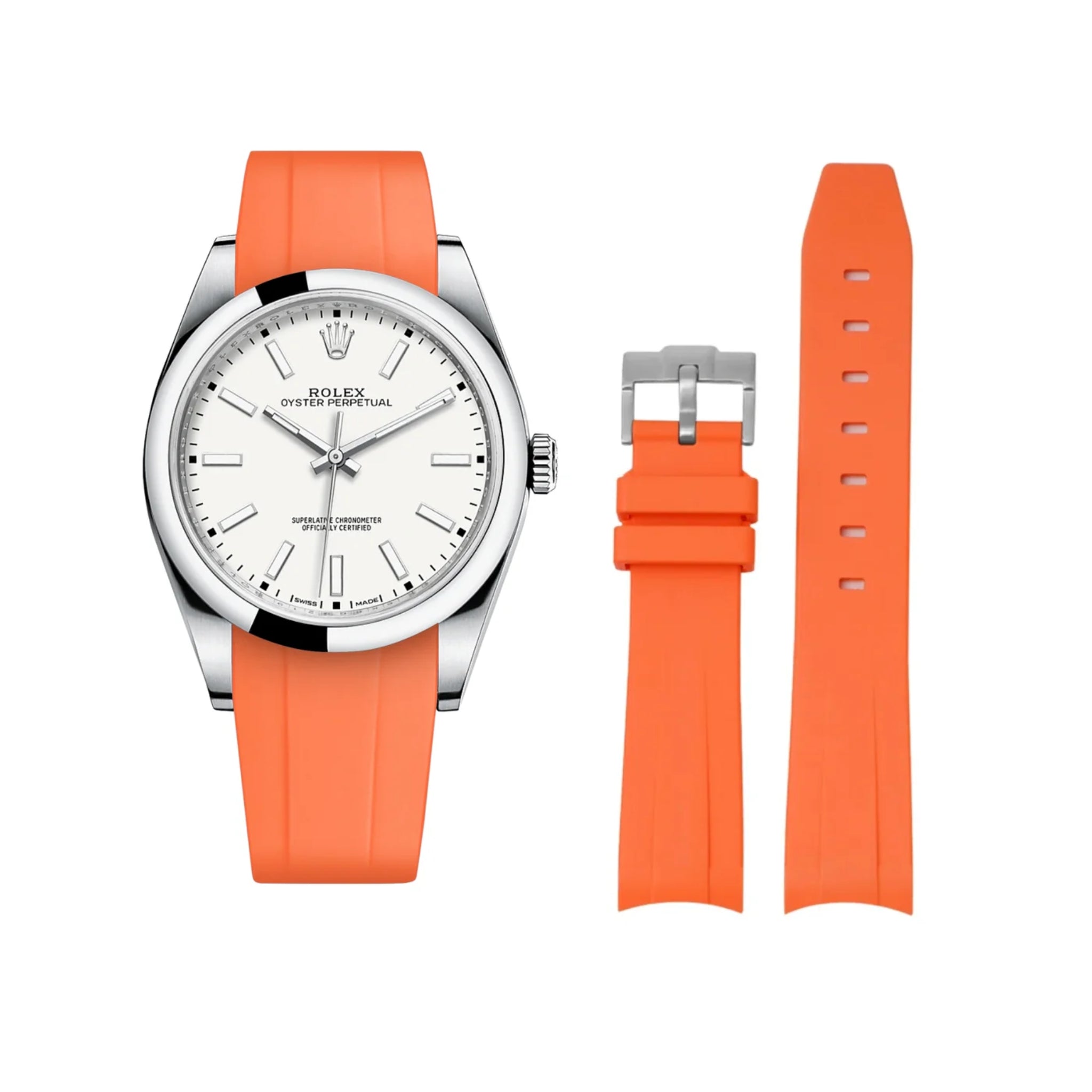 Kautschukarmband für Rolex Oyster Perpetual 39mm – Orange - Helvetus DE